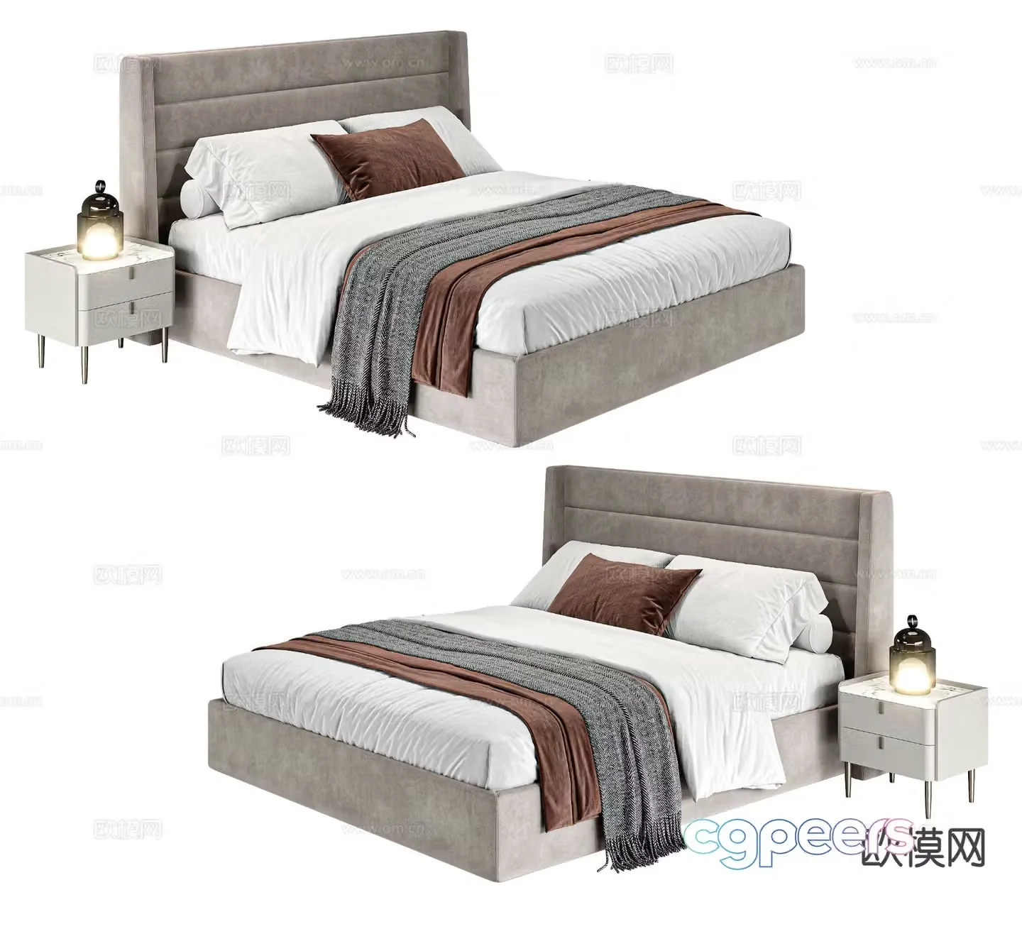 Modern double bed 3d model