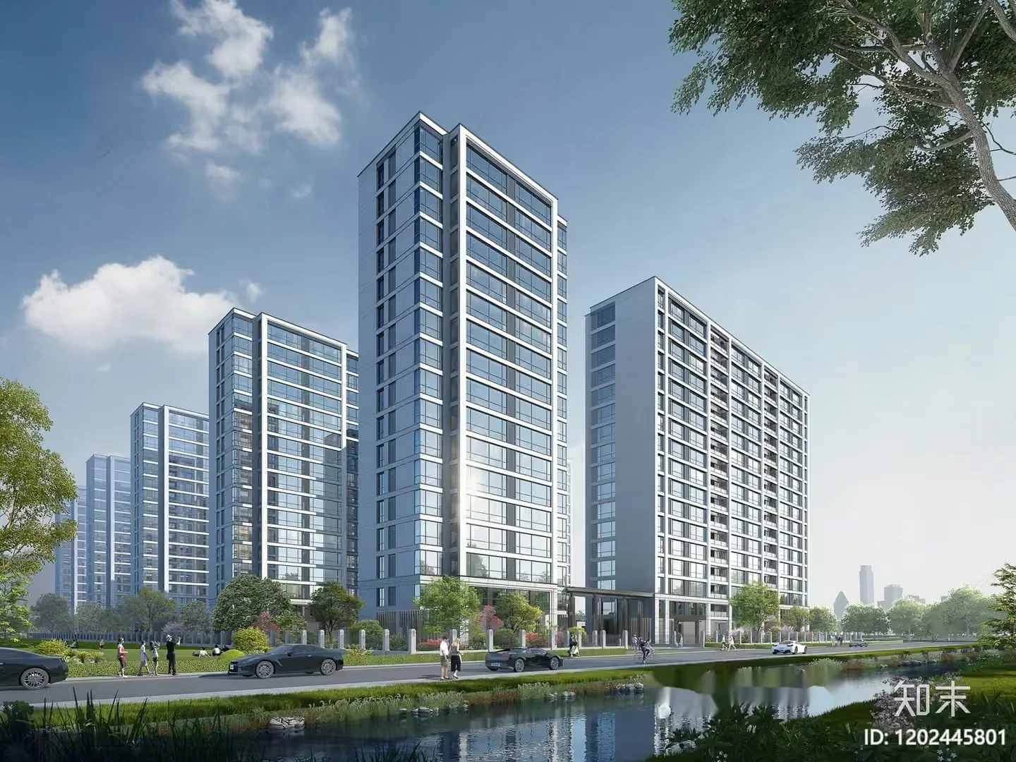 Urban High-Rise Buildings 3D Model – 9996 – VRAY Render