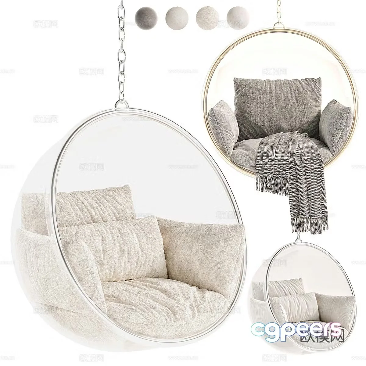 Modern acrylic glass hanging chair 3d model