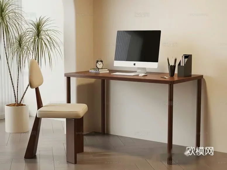 A Simple Wooden Desk 3D Model – 7754 – VRAY Render