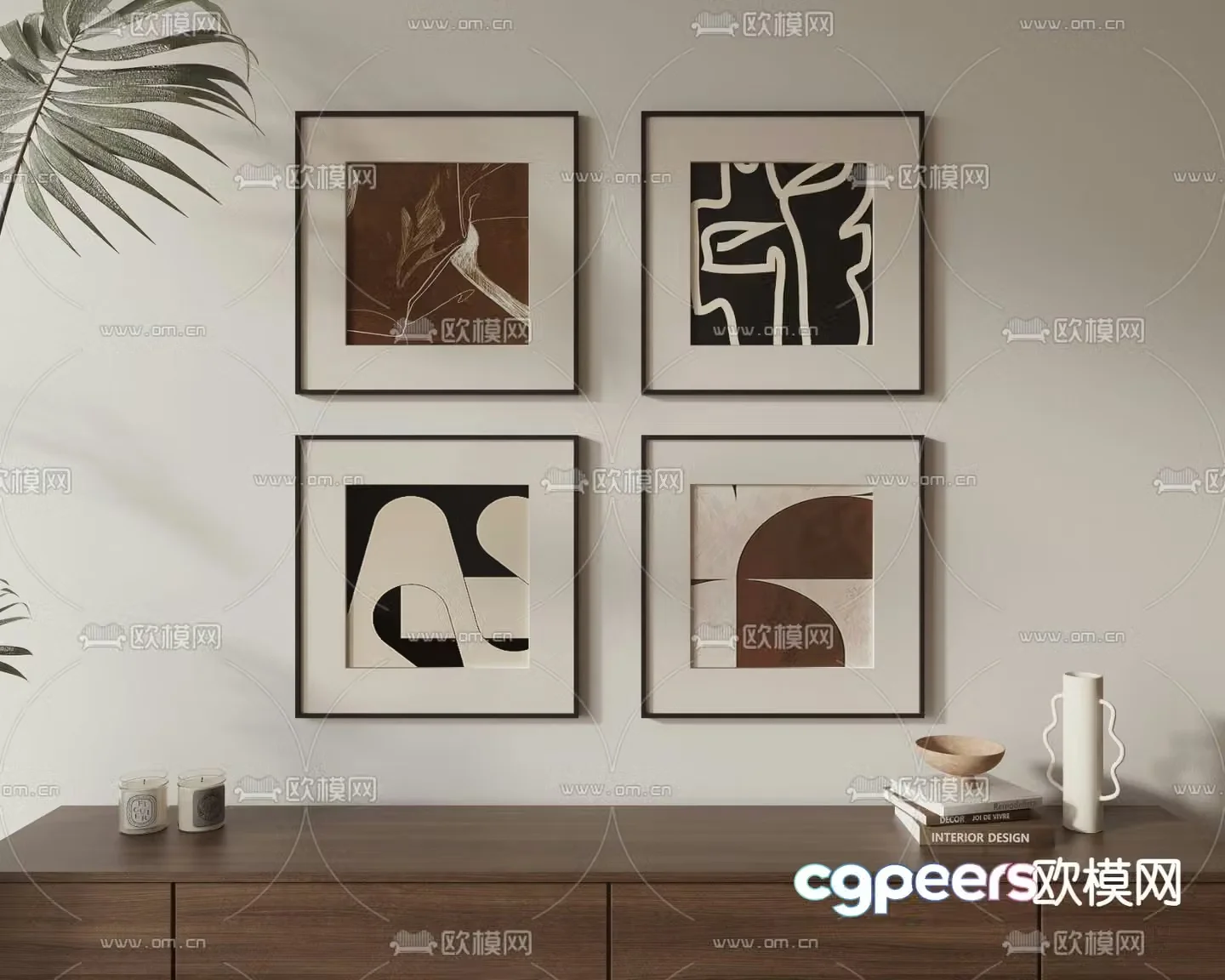 Decorative painting Abstract painting Black and white painting Combination painting 3d model