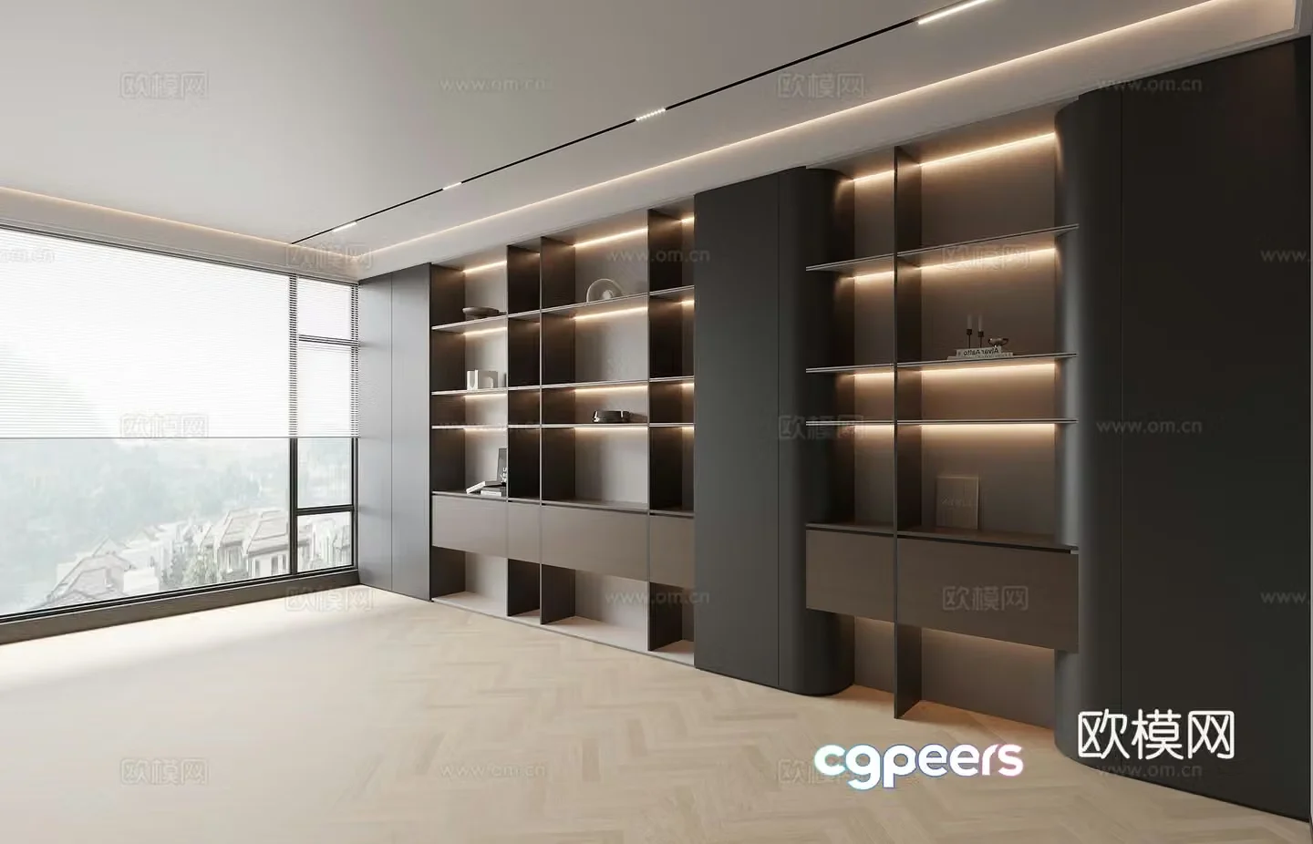 Modern decorative cabinet bookcase 3d model