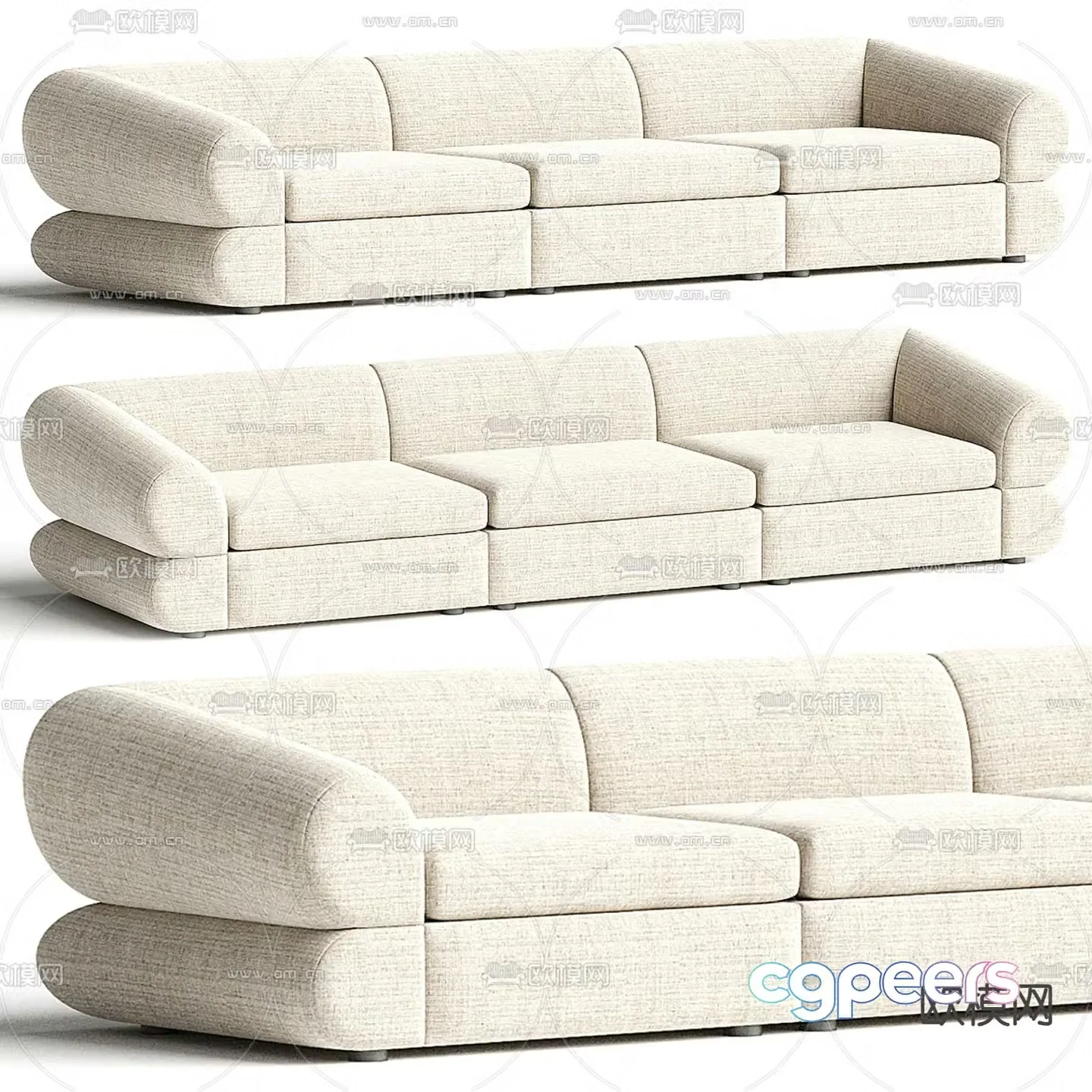 Three person sofa multi person sofa 3d model