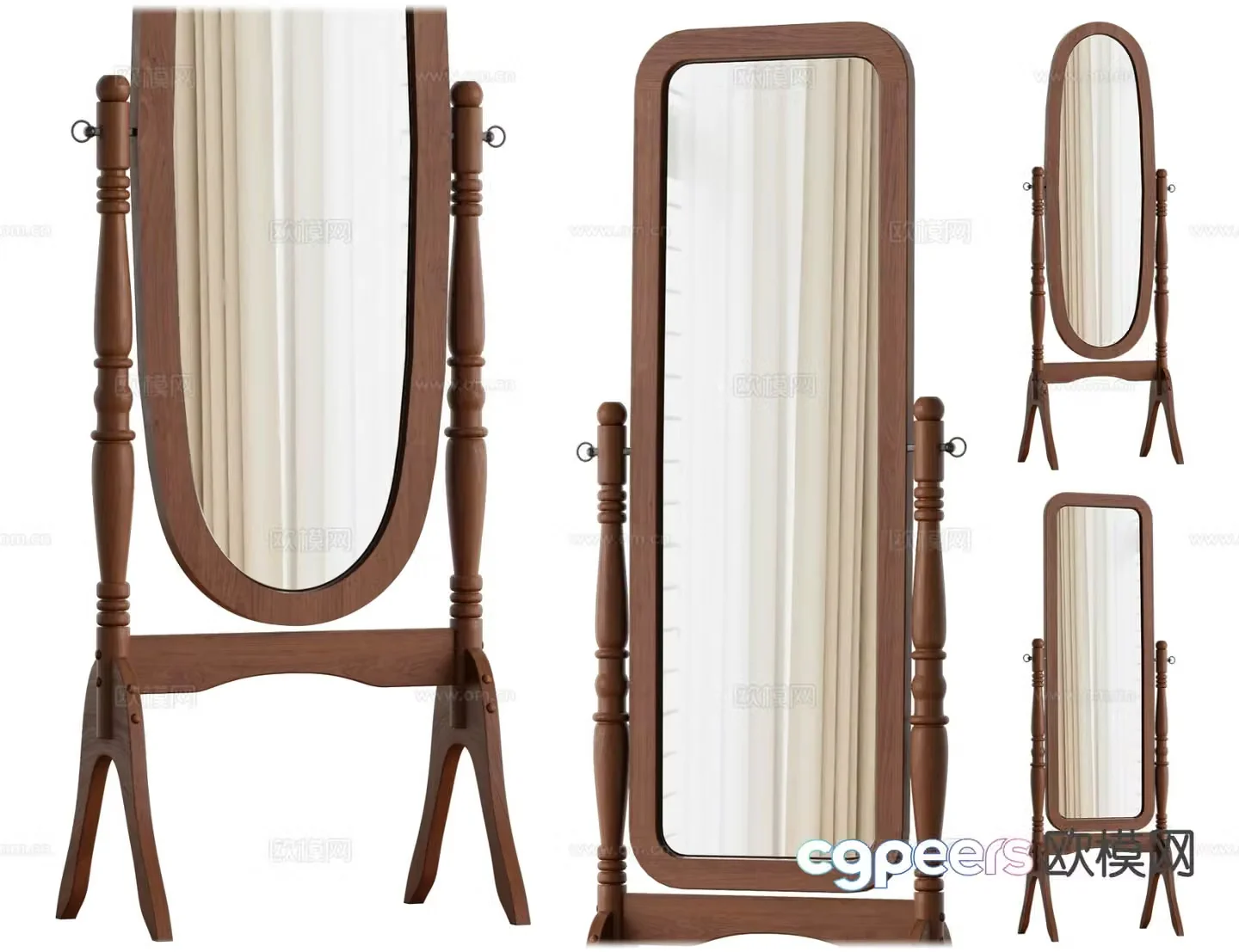 Medieval style mirror full body mirror 3d model