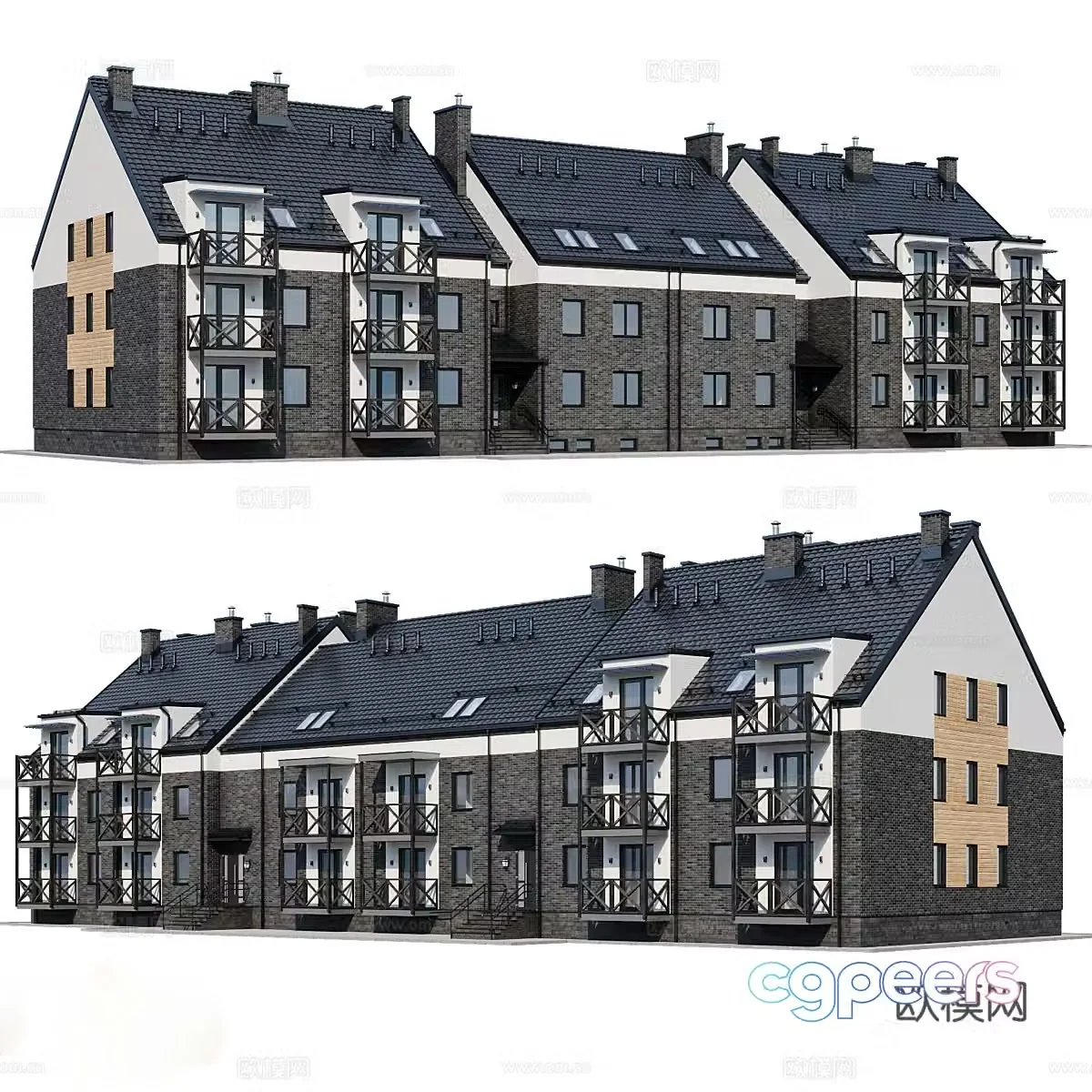 Residential building exterior 3d model