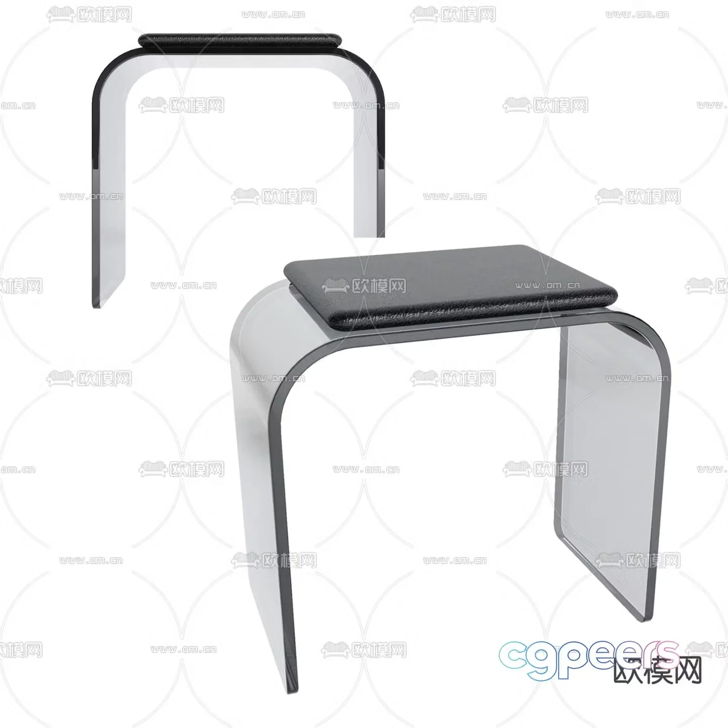 Acrylic stool low stool 3d model