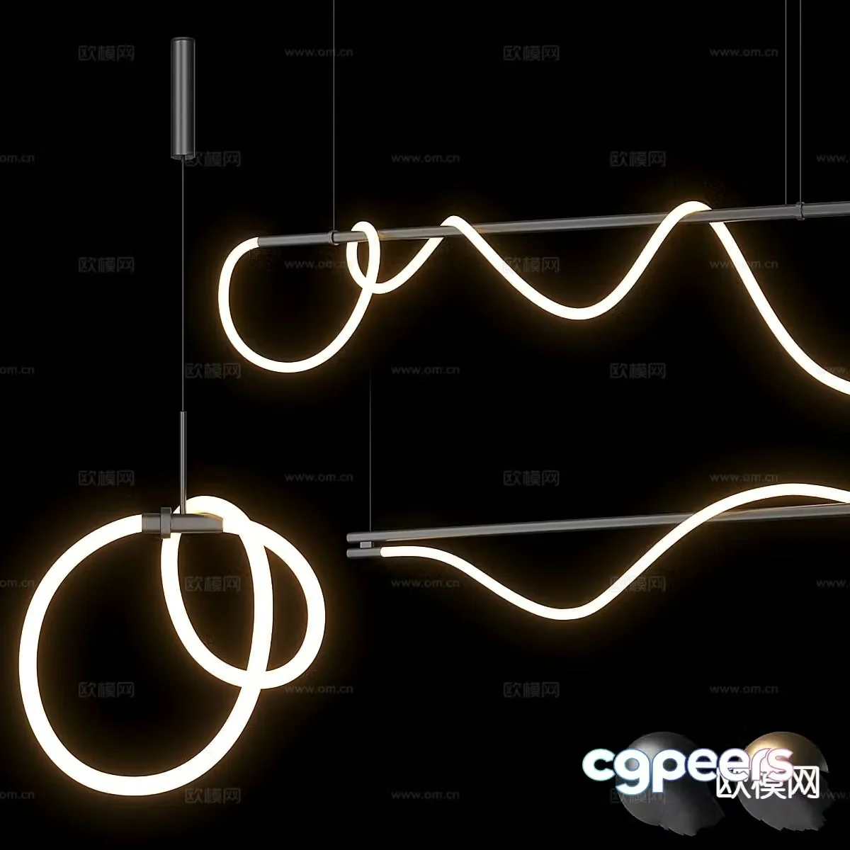 Modern strip chandelier 3d model