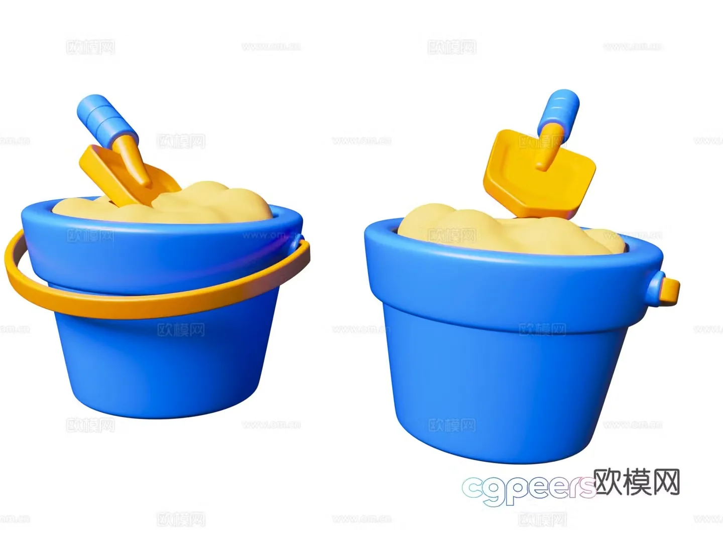 Sand digging cartoon summer beach vacation element theme vacation element 3d model