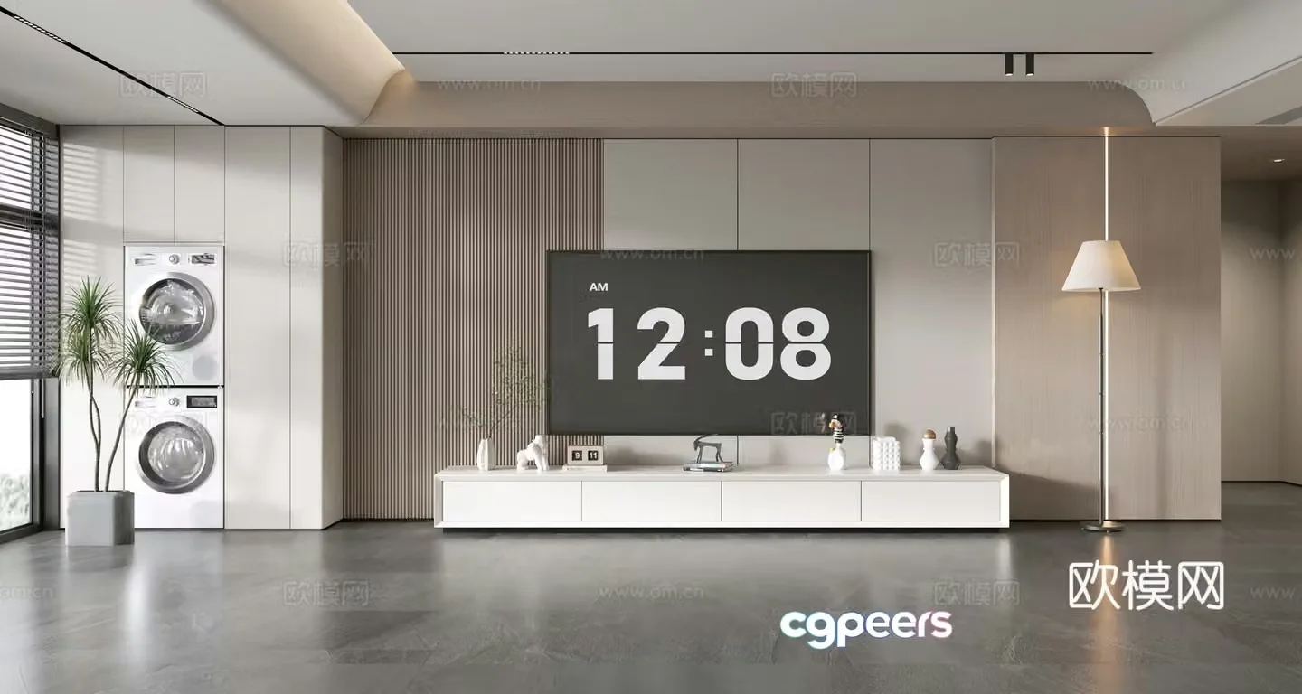 Modern simple living room light luxury TV background wall TV set full wall TV cabinet TV cabinet combination 3D model