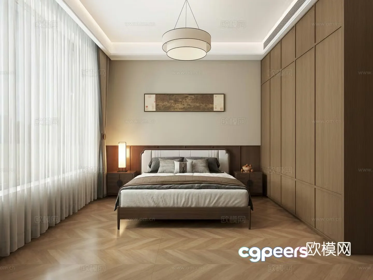 New Chinese style bedroom Song’s aesthetic bedroom medieval style bedroom 3d model