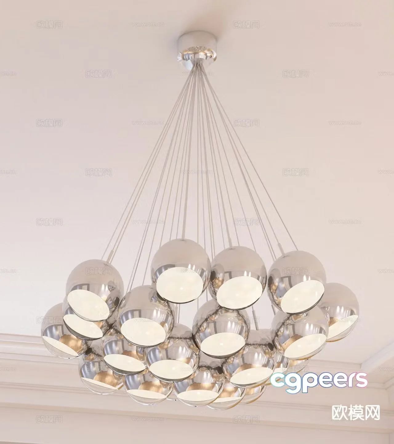 Light luxury chandelier spherical chandelier 3d model