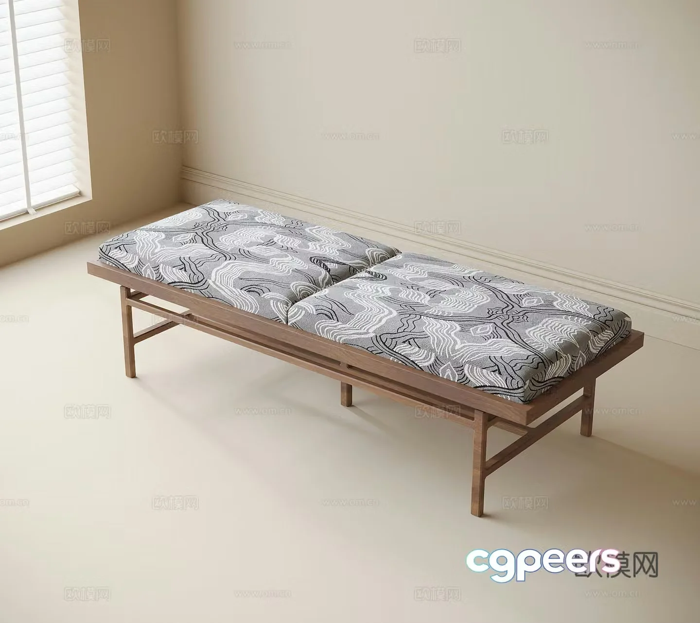 New Chinese style bed tail stool bench 3D model