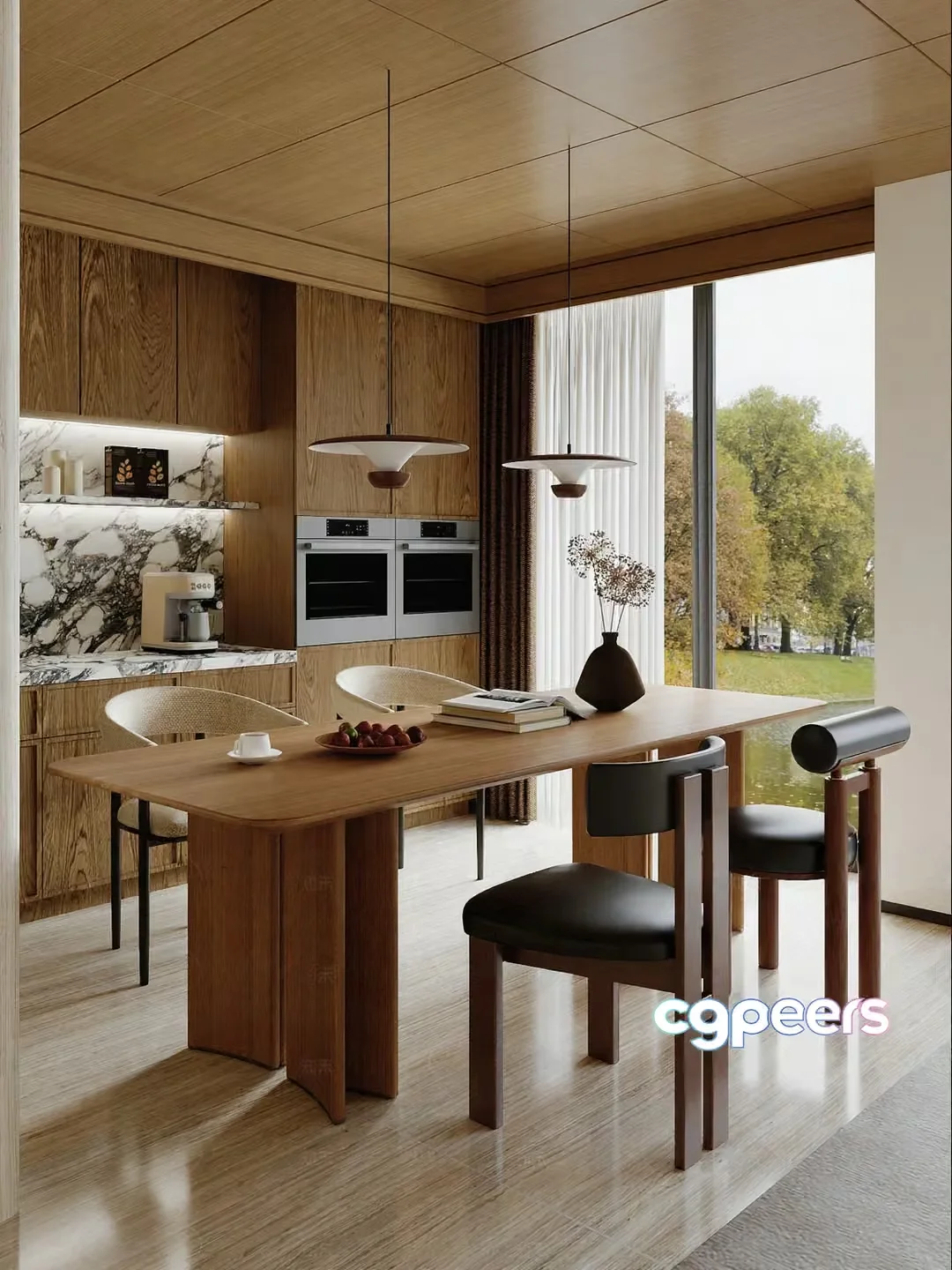 Wooden Dining Table 3D Model – 5203 – VRAY Render