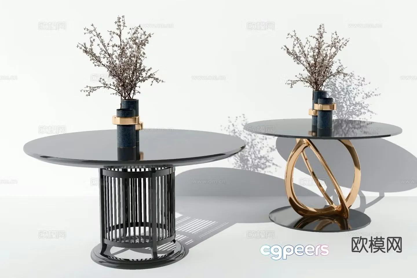 Modern double coffee table 3d model