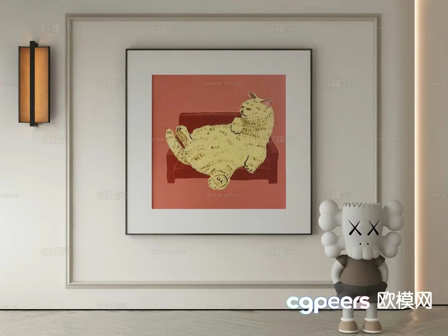 Modern decorative painting cat hanging painting 3d model