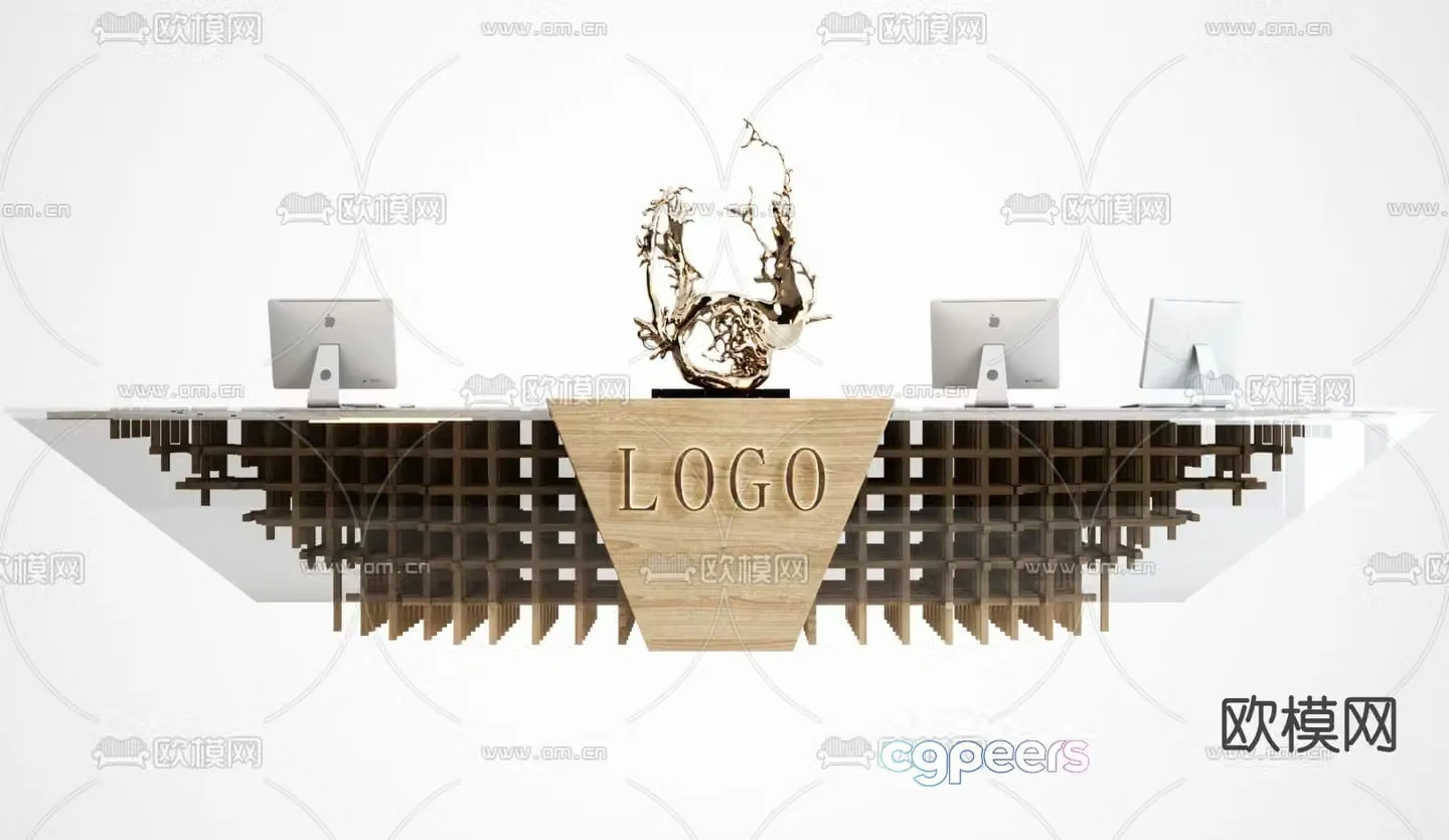 reception desk front desk 3d model