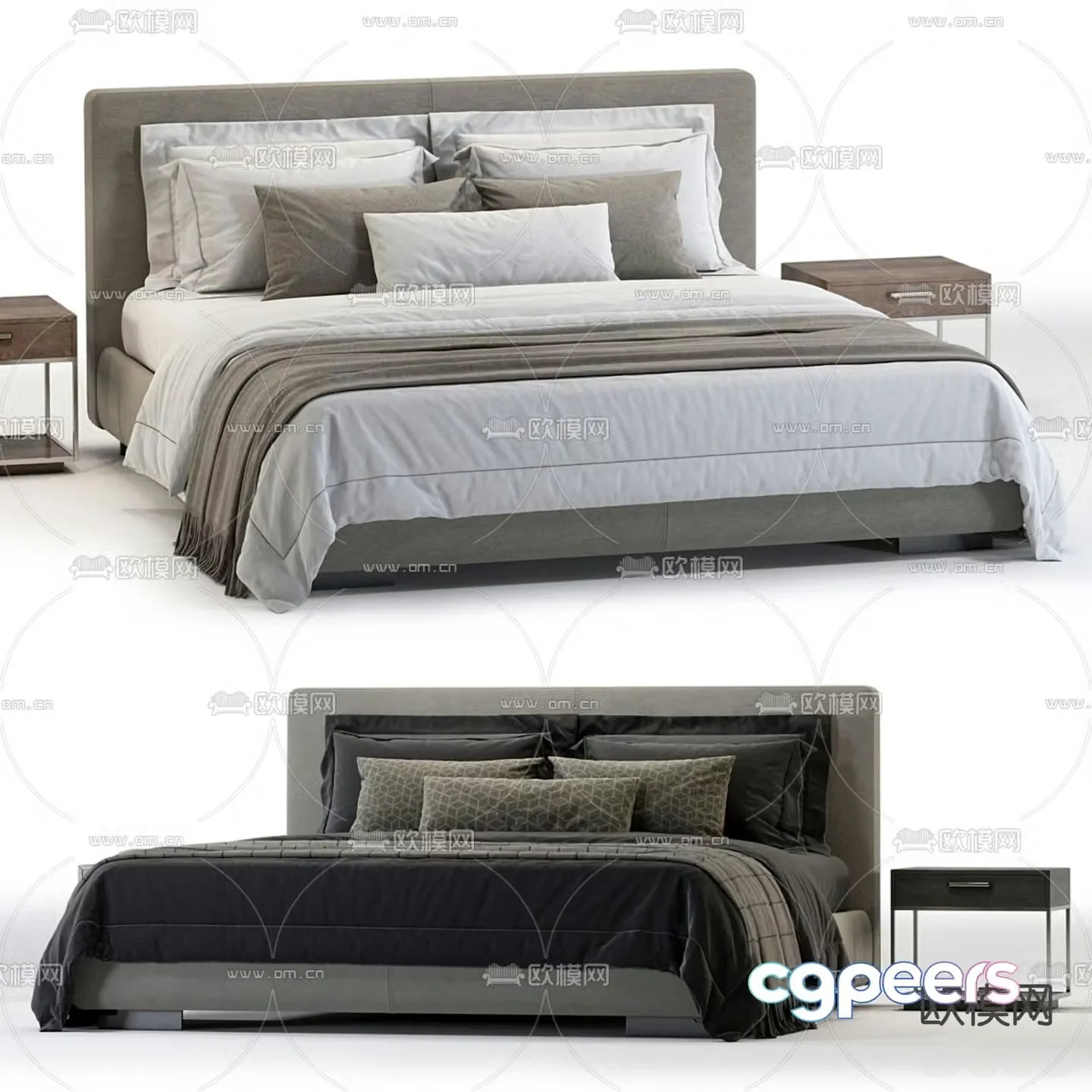 Modern double bed 3d model