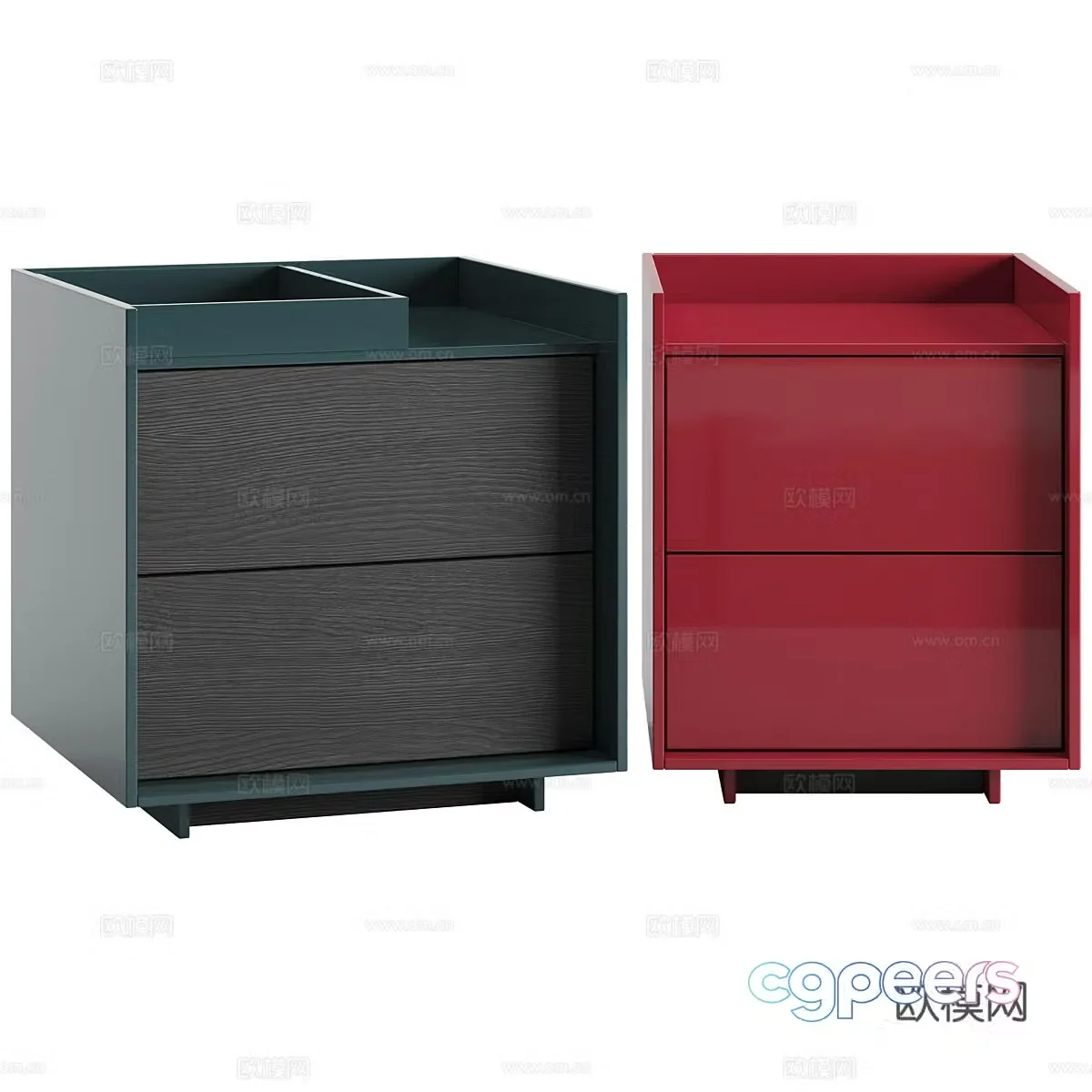 Bedside table combination red bedside table square bedside table solid wood bedside table wooden bedside table folk 3D model
