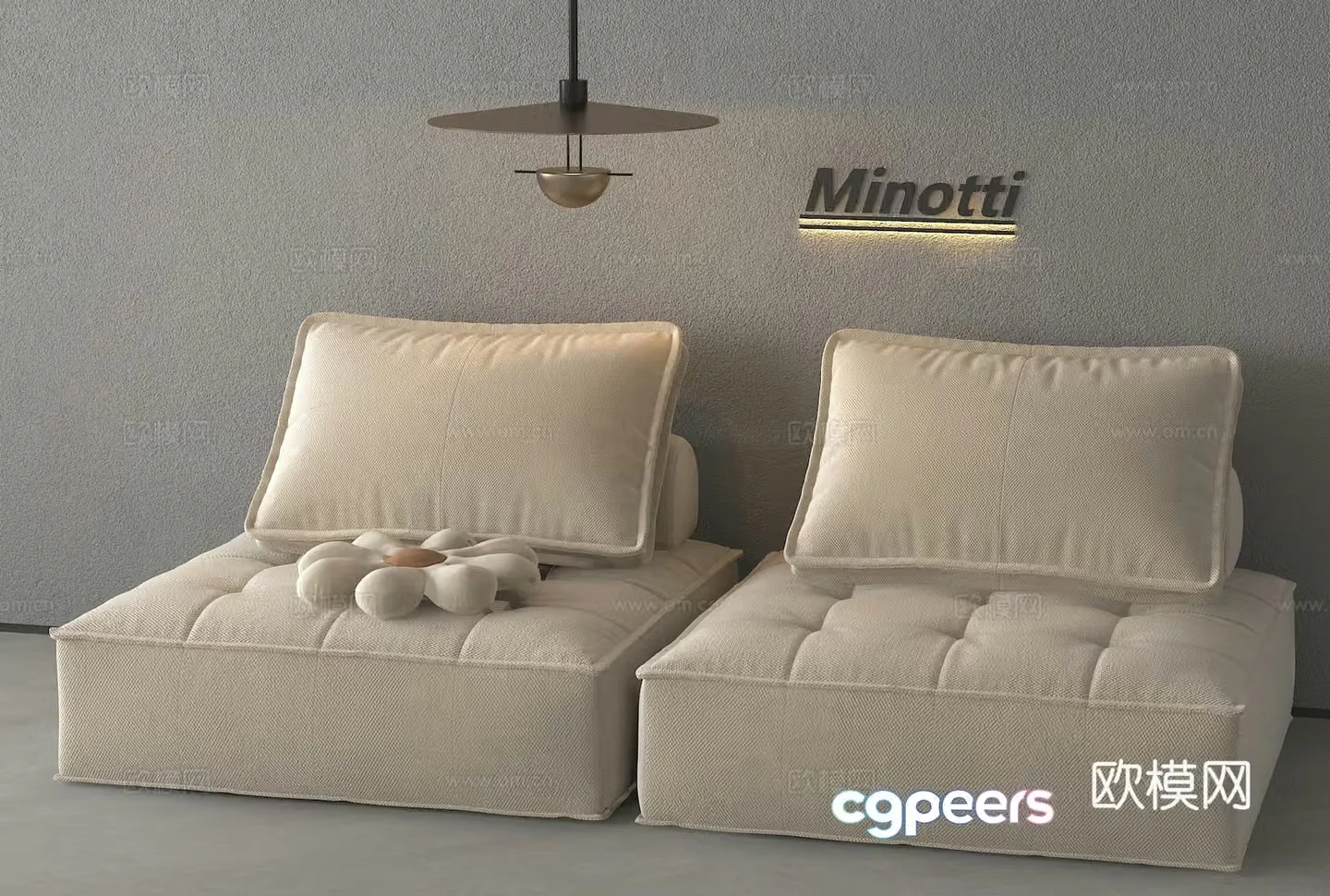 Single sofa sofa pillow 3d model