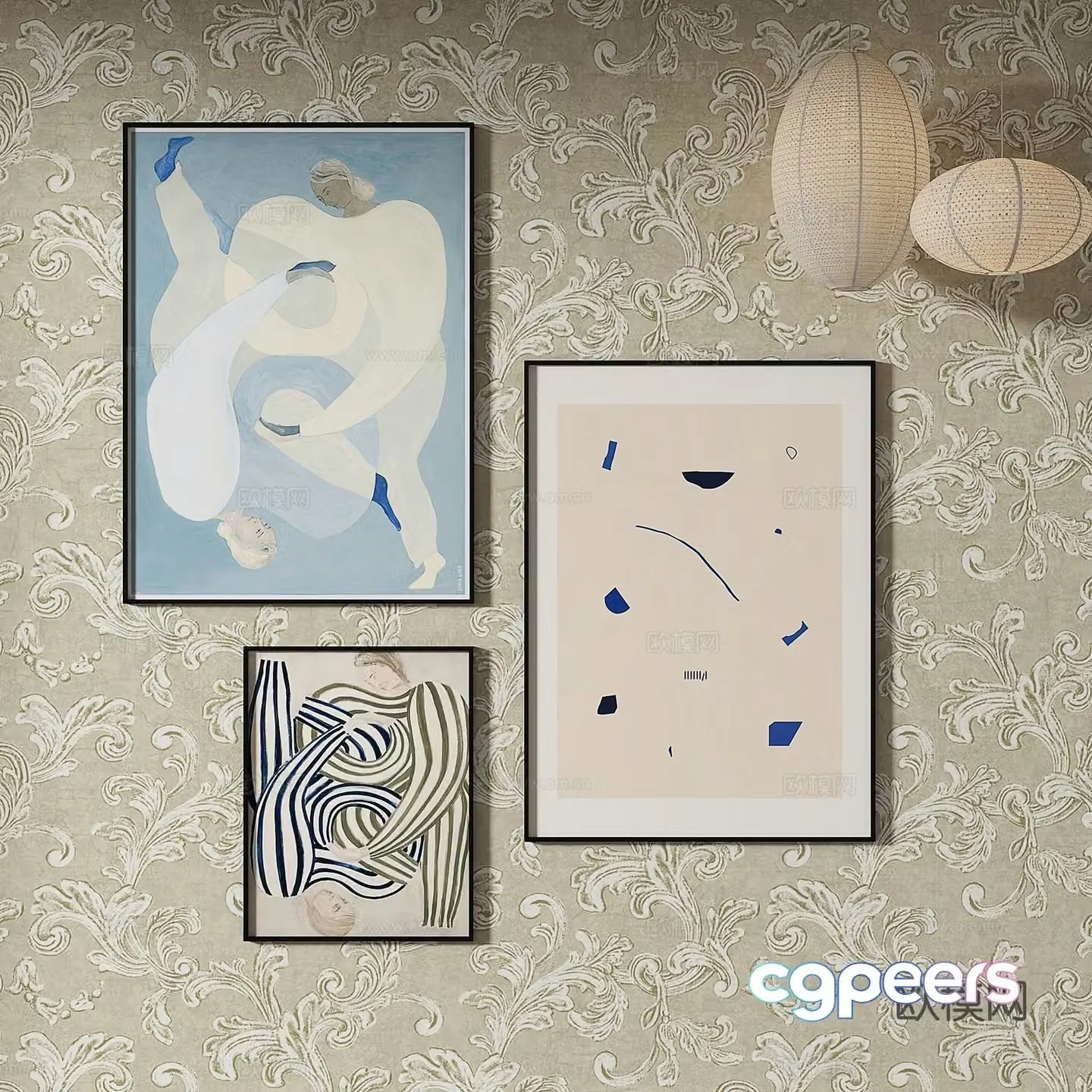 Simple European decorative painting art painting hanging painting 3D model