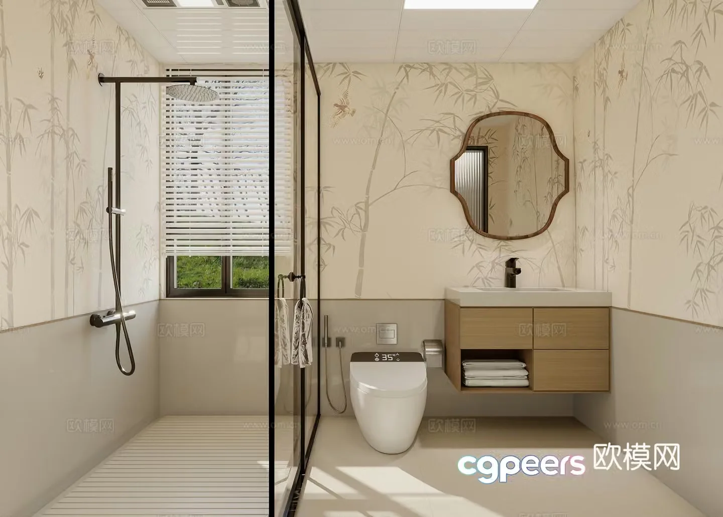 New Chinese bathroom medieval style Song style aesthetic 3D model