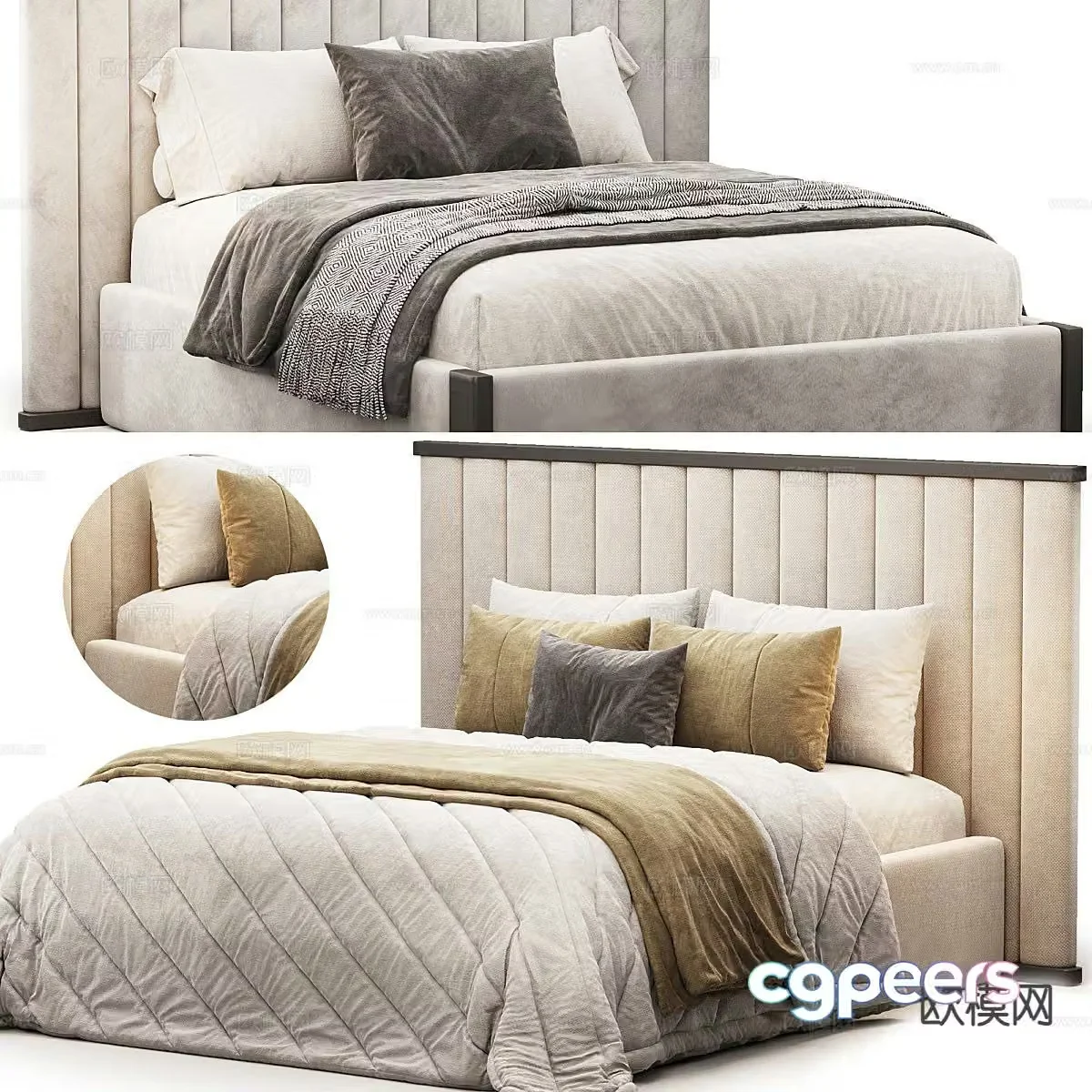 Modern double bed 3d model