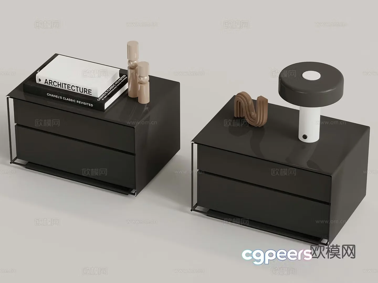 Modern simple bedside table 3d model