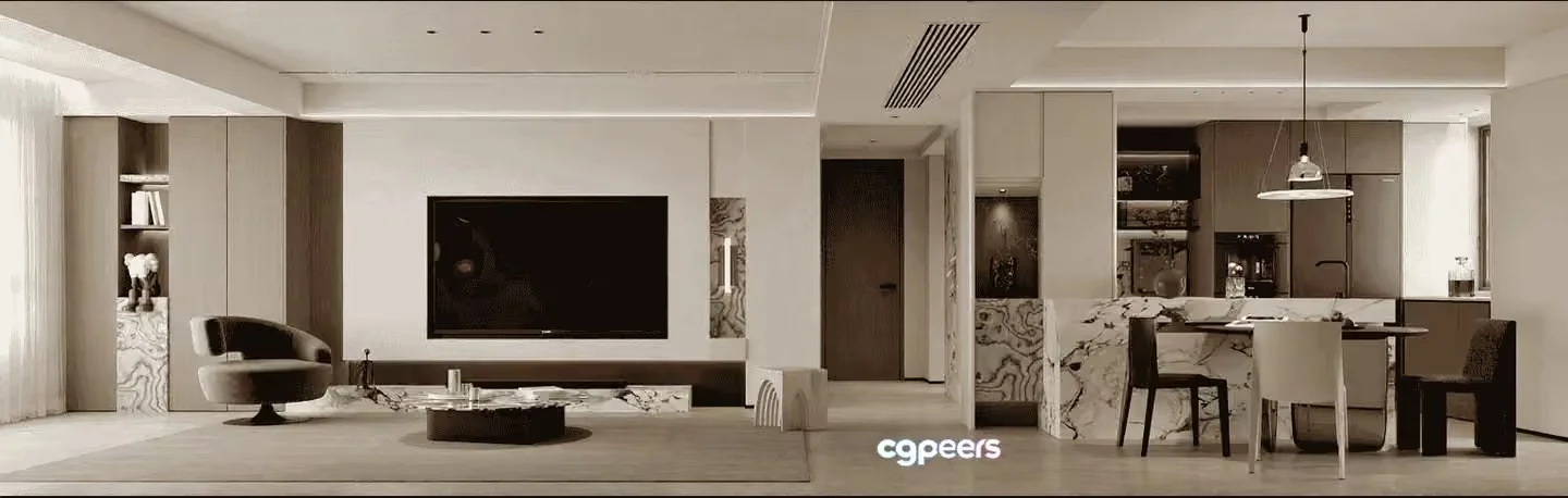 Modern Living Room 3D Model – 17575 – VRAY Render
