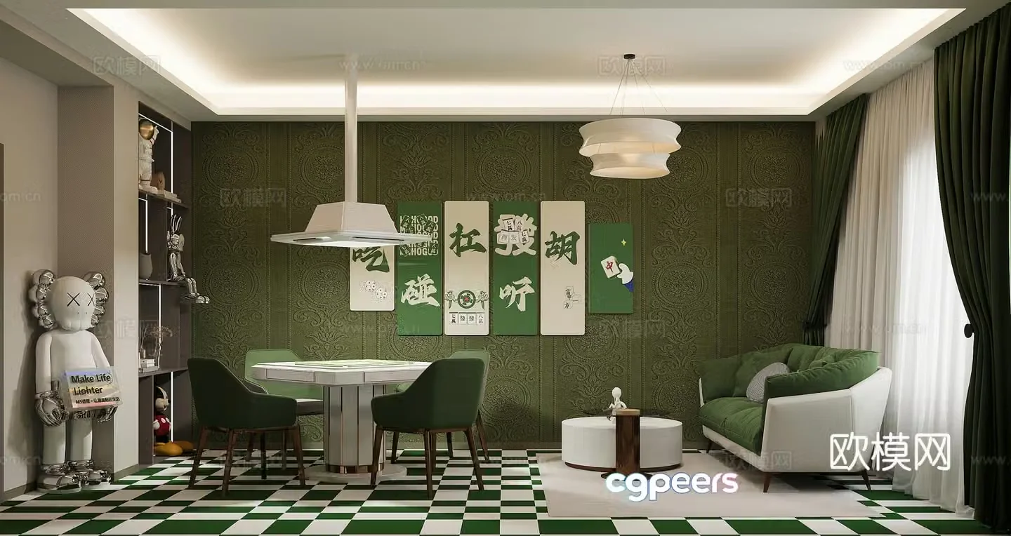 Modern chess and card room 3d model