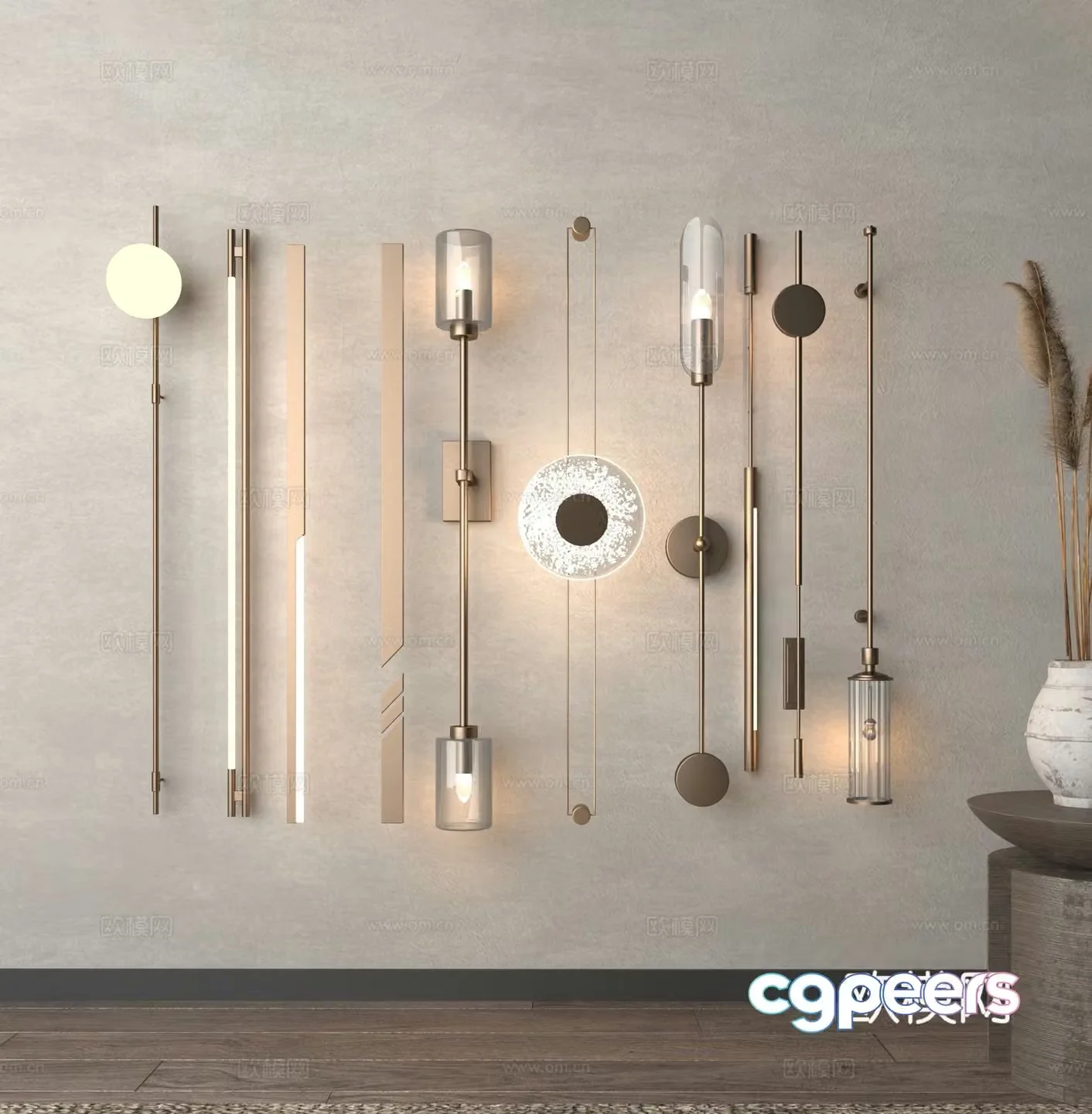 Light luxury wind wall light 3d model