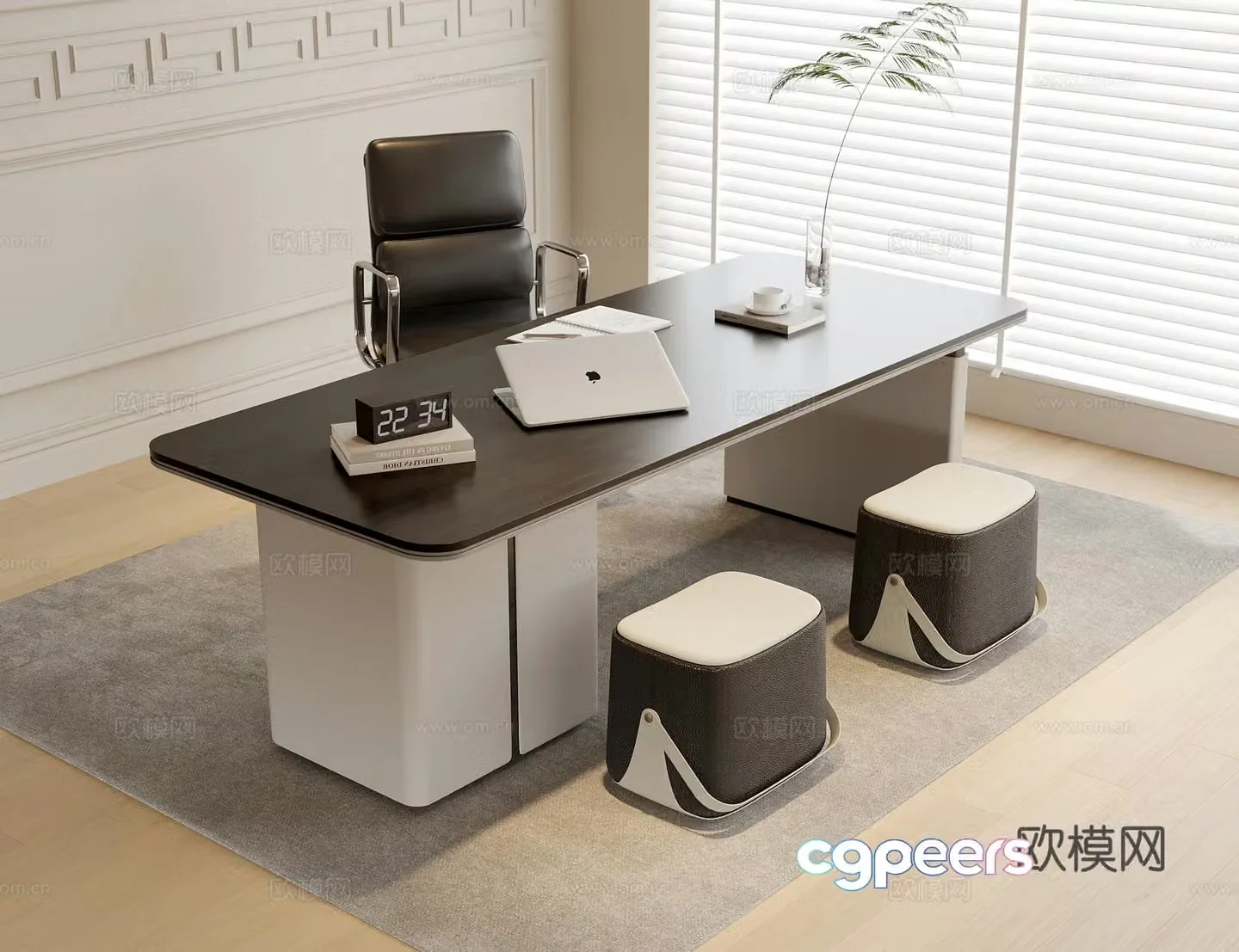 modern desk writing desk 3d model