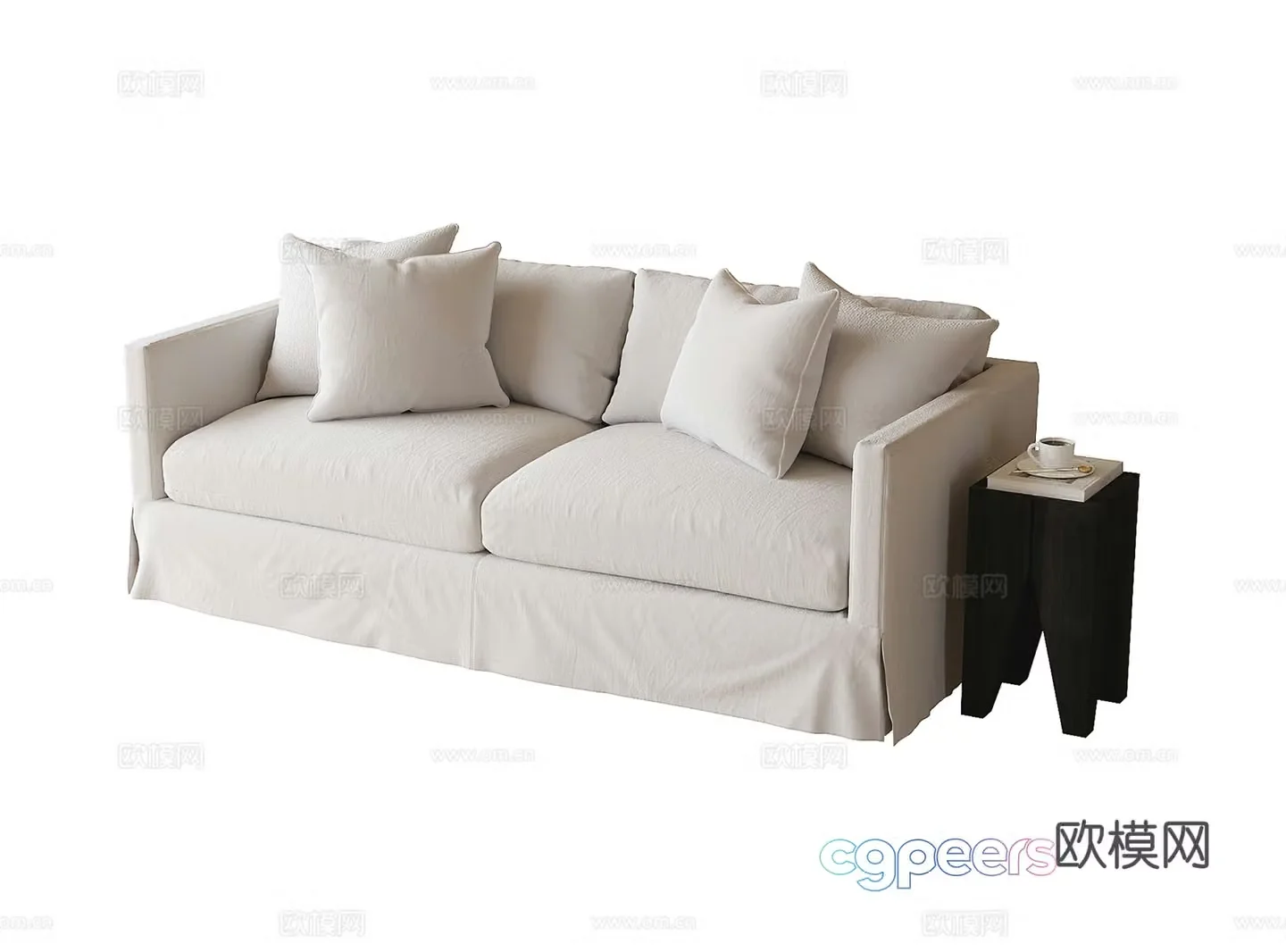 Modern double sofa fabric sofa side corner 3D model
