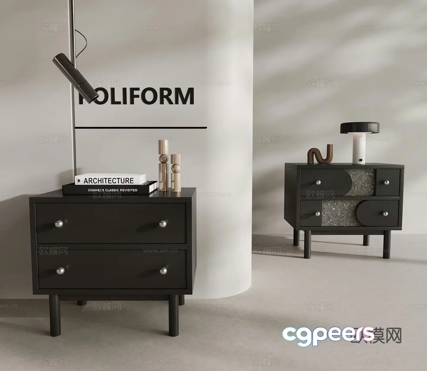 Modern Italian bedside table 3d model