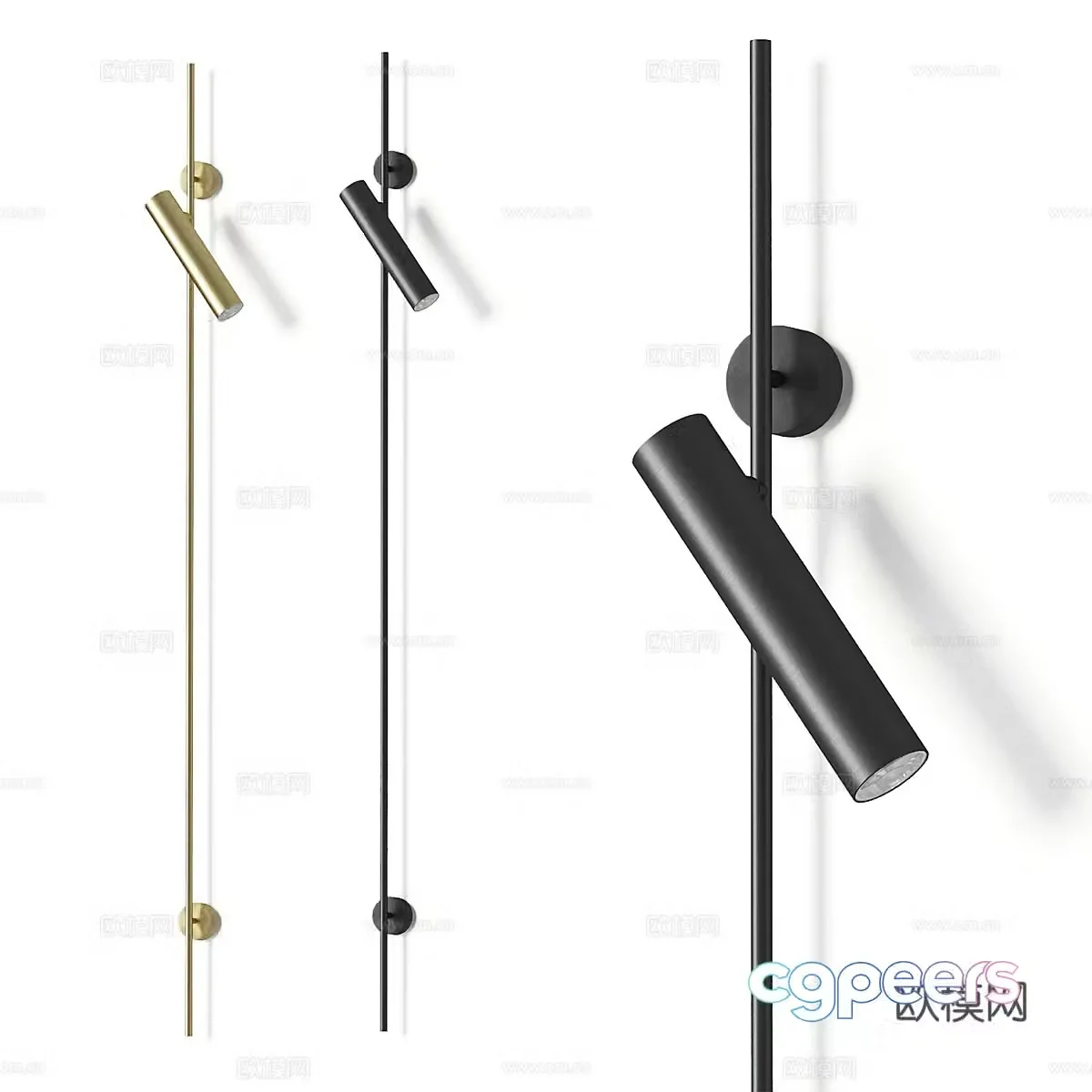 Modern minimalist metal long strip wall lamp 3d model