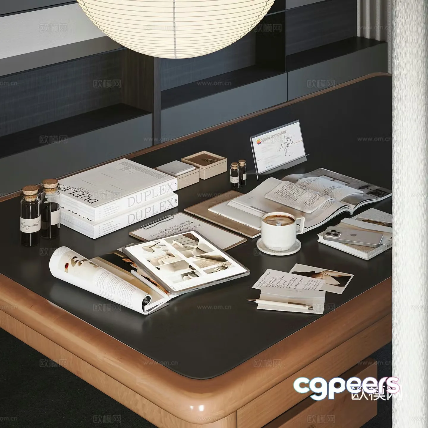 Modern desktop ornaments books books 3d model