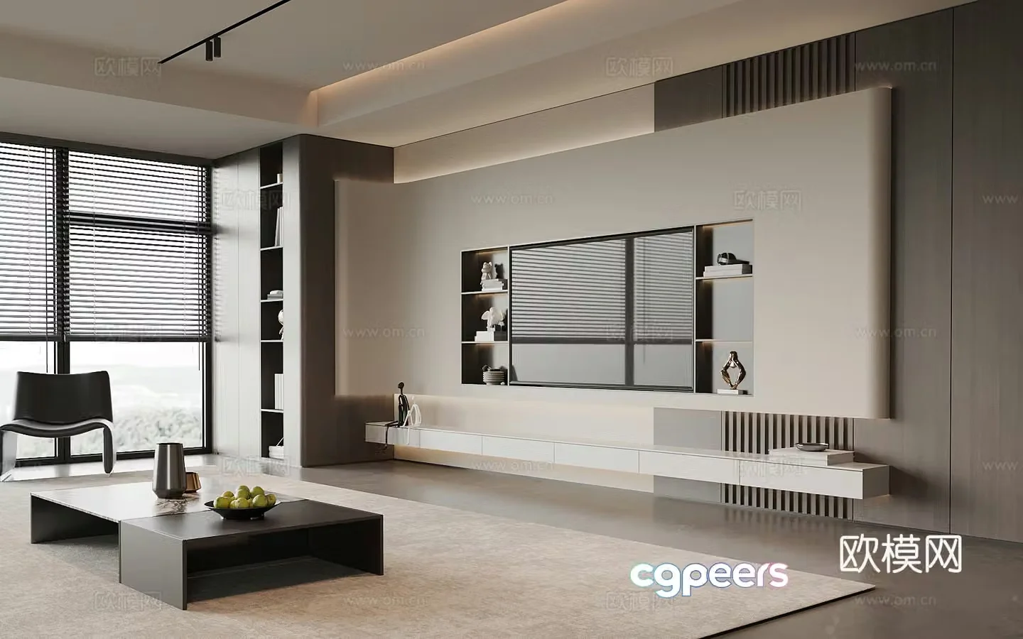 Modern TV background wall living room 3d model