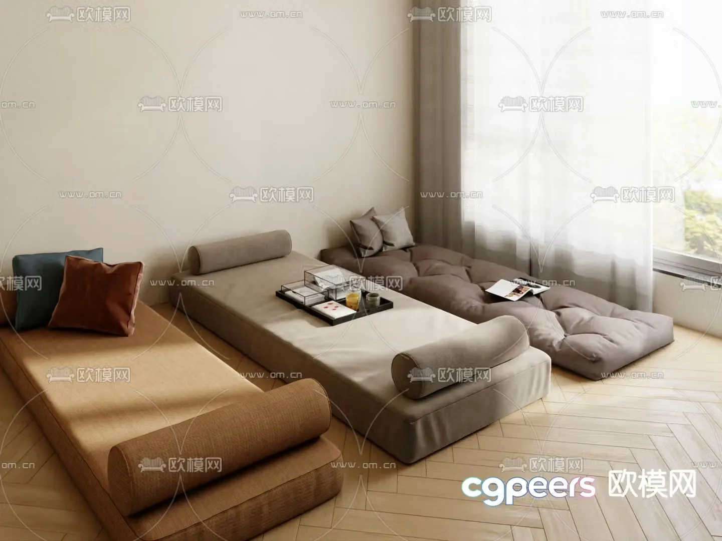 Cushion bay window cushion 3d model