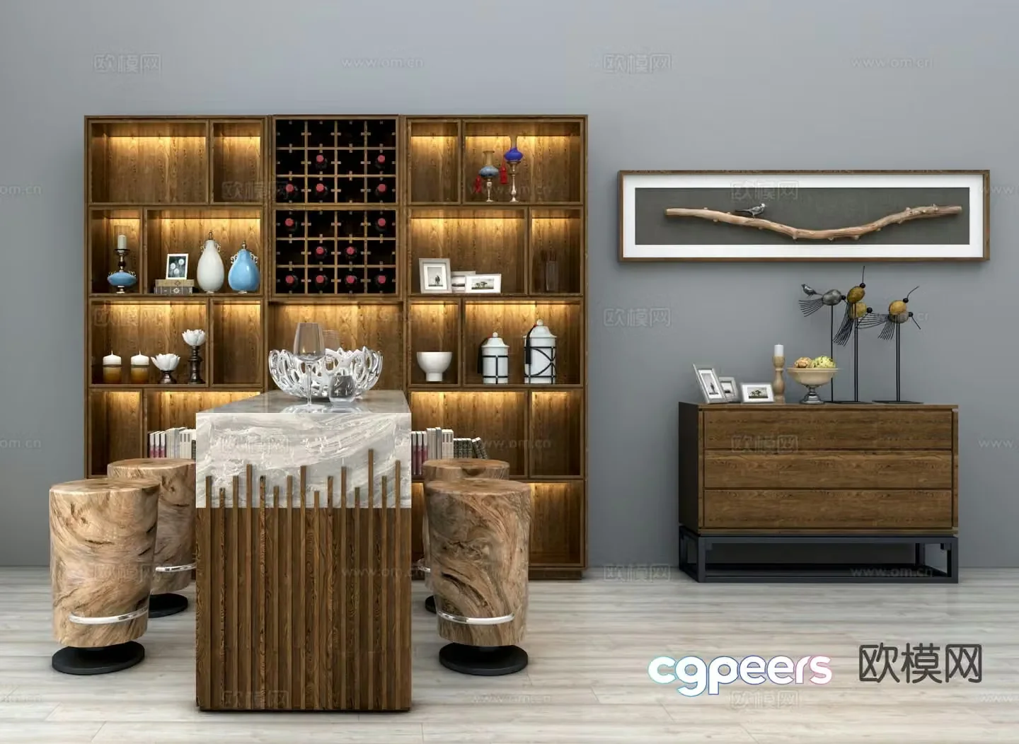 New Chinese style bar bar chair 3d model