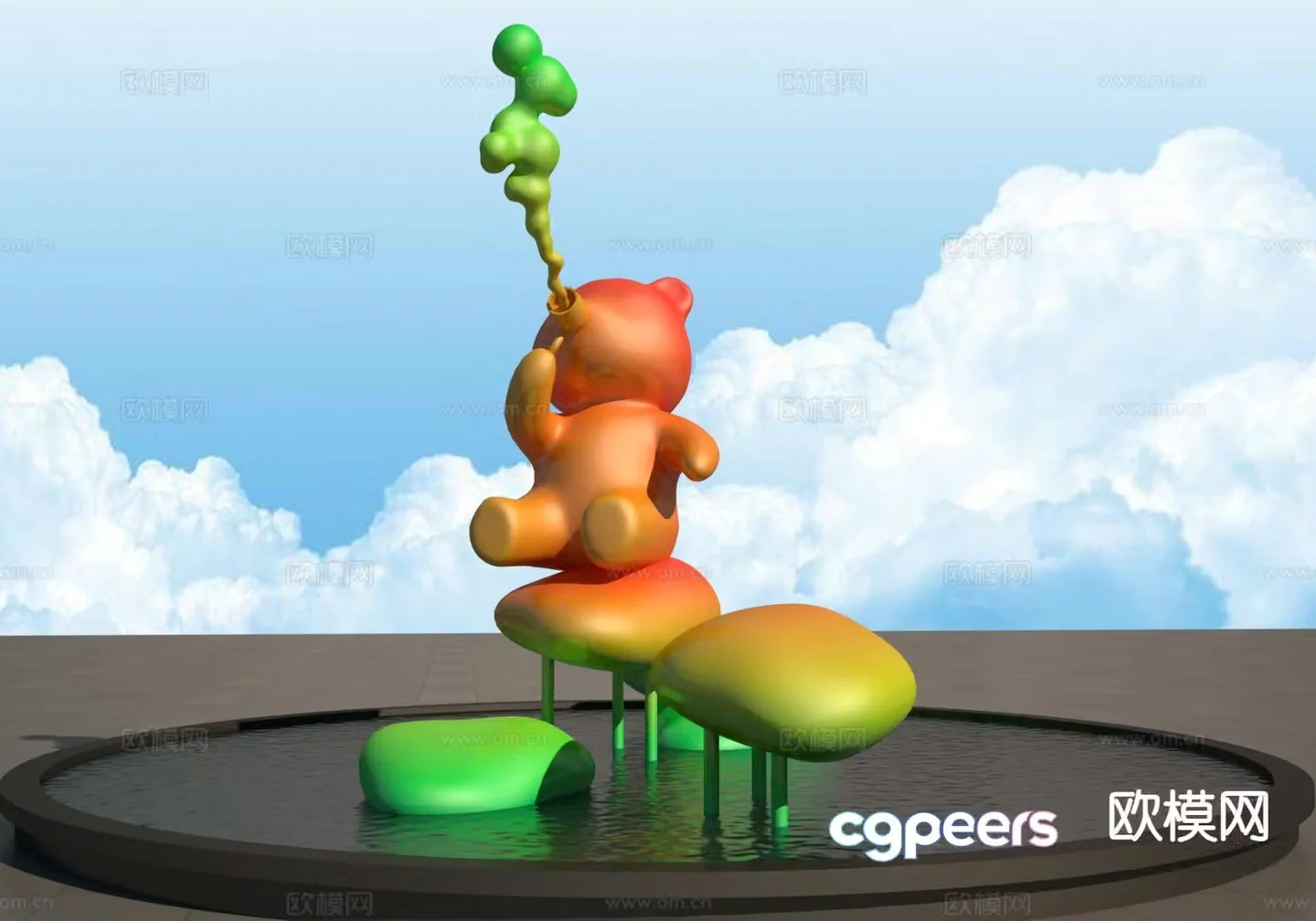 Bear sculpture cartoon sculpture square sculpture 3d model