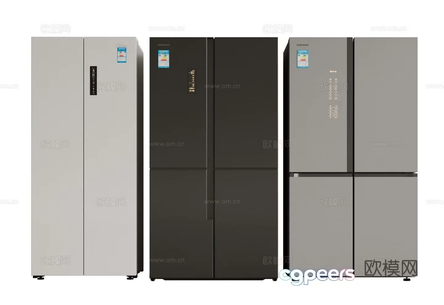 Modern refrigerator zero-embedded refrigerator single and double door refrigerator cross refrigerator double door refrigerator 3D model