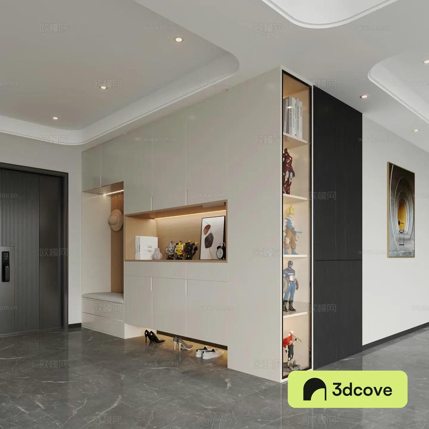 Modern entrance door shoe cabinet