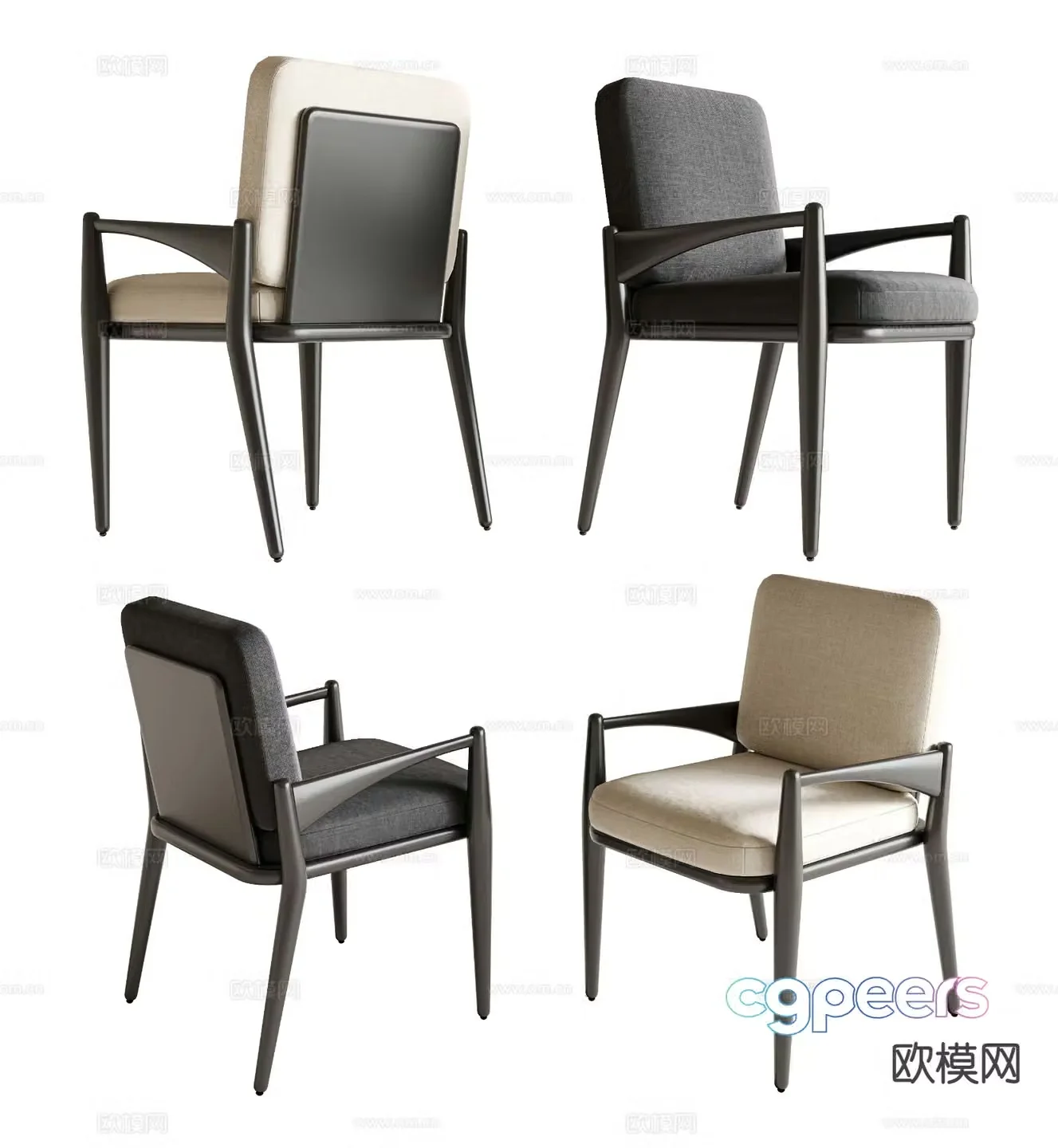 Modern chair dining chair 3d model