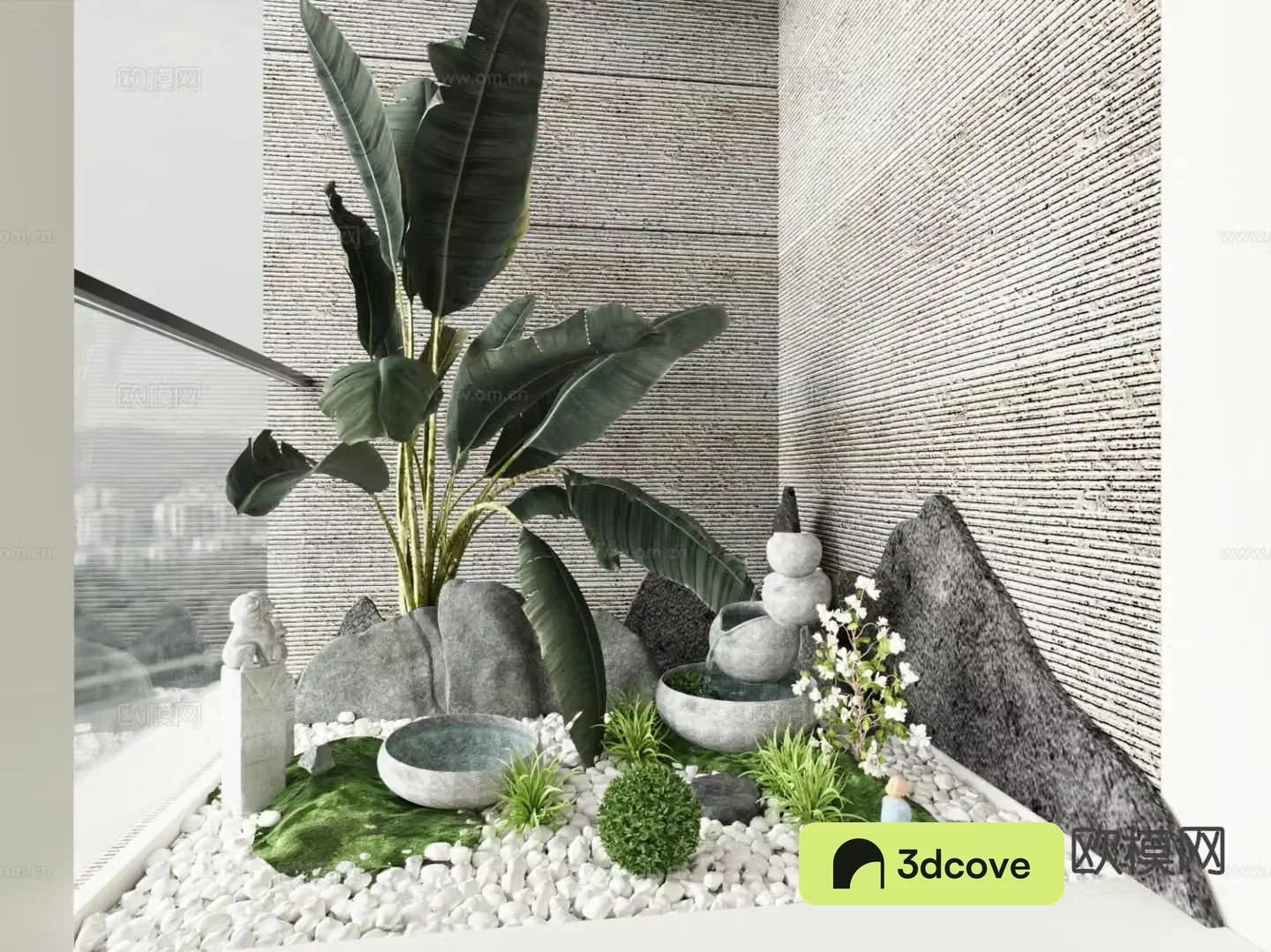 Modern dry landscape indoor sketch indoor landscape