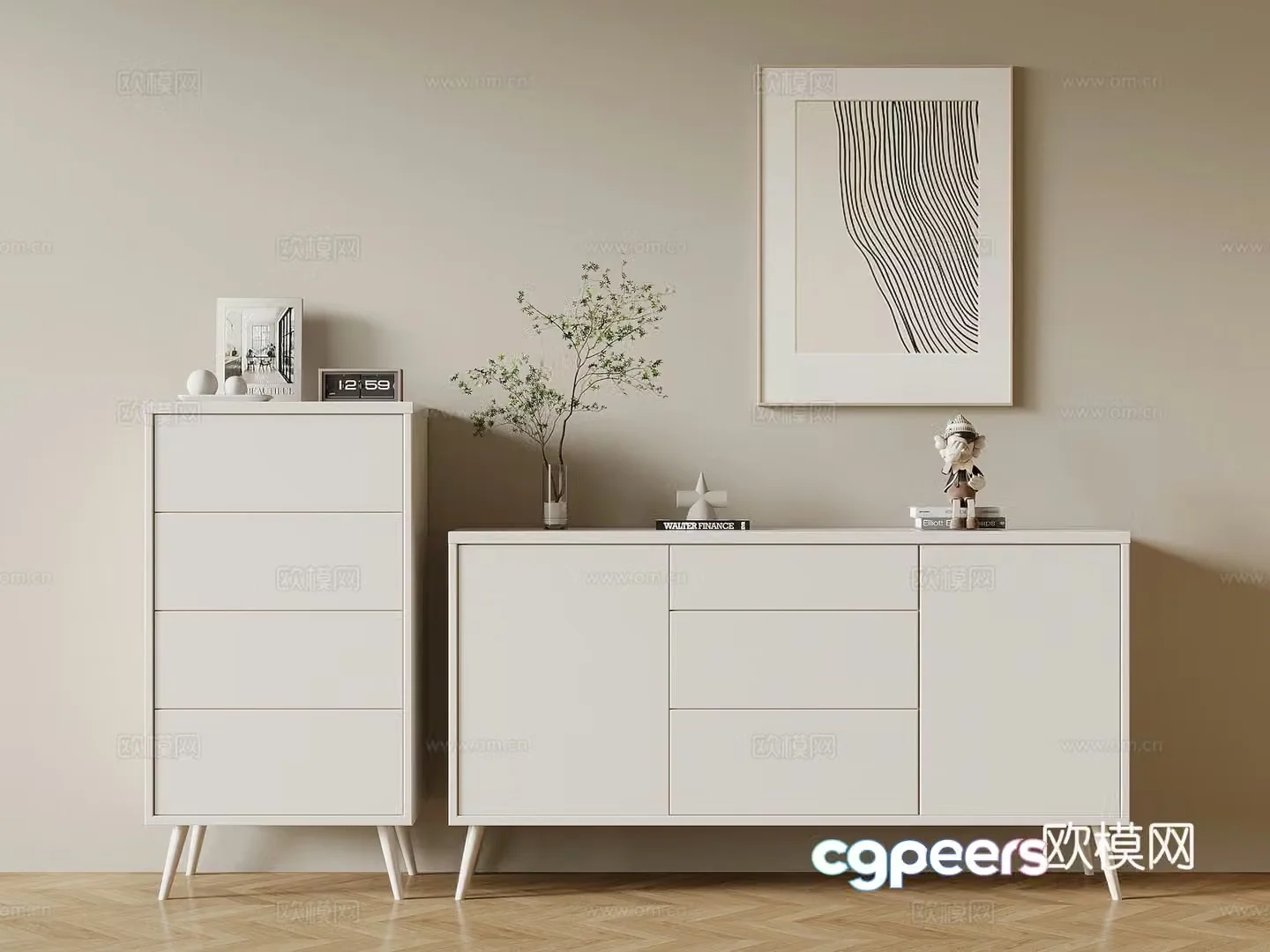 Modern entrance cabinet side cabinet chest cabinet 3d model