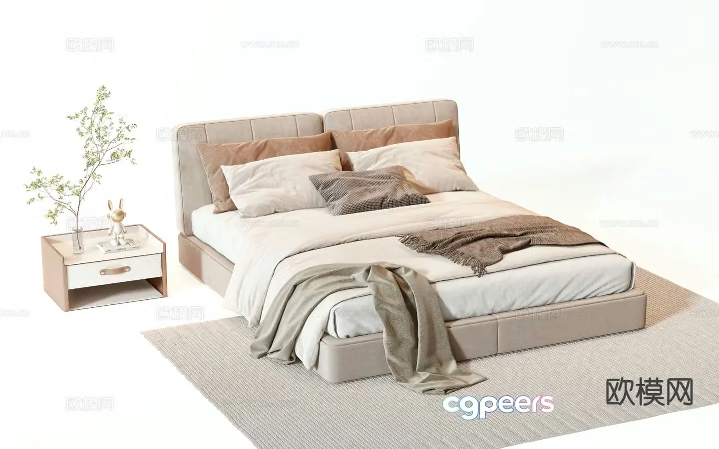 Modern double bed 3d model