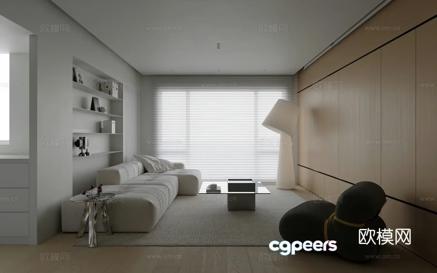 Modern living and dining room sofa coffee table carpet 3d model