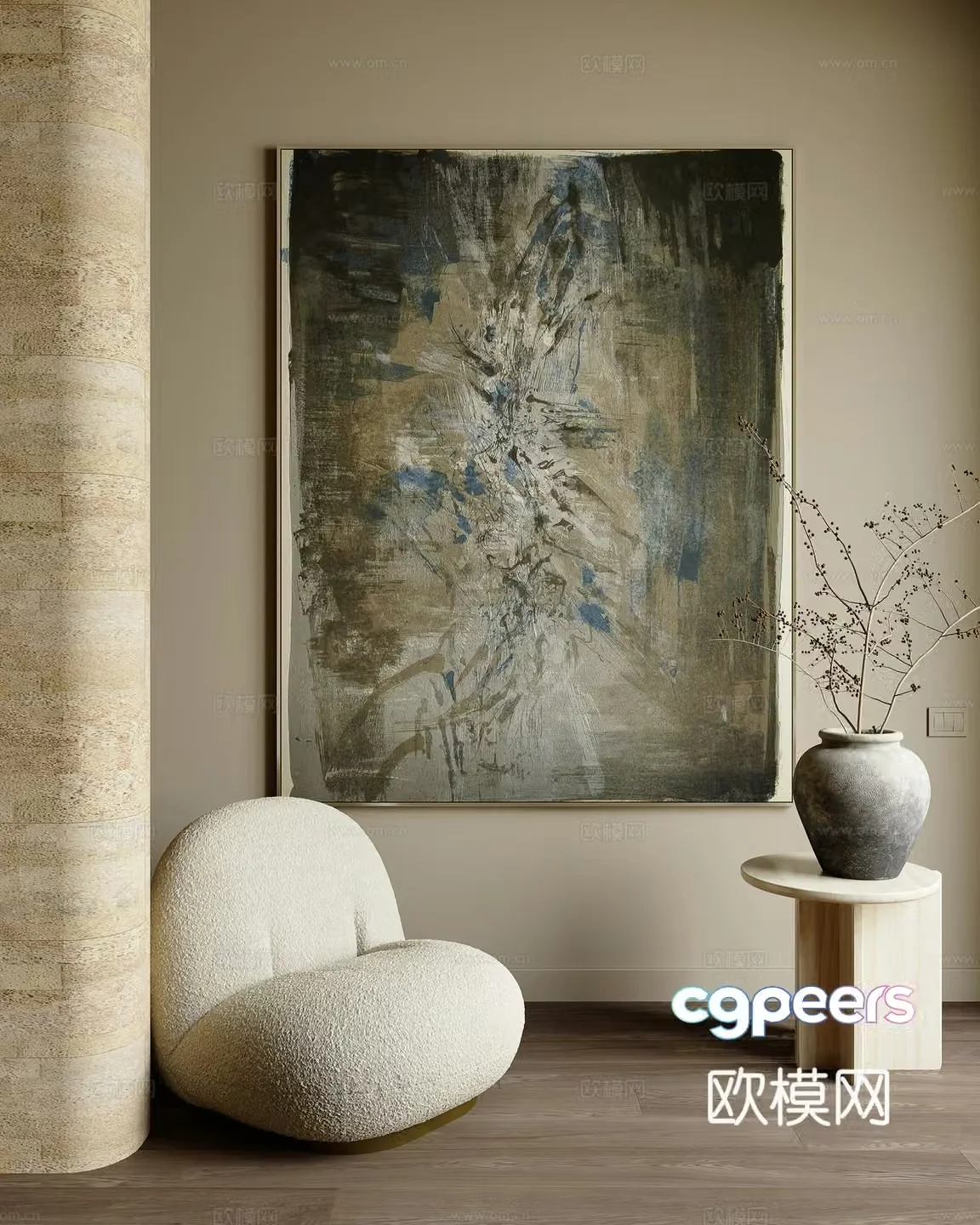 Modern abstract art painting 3d model
