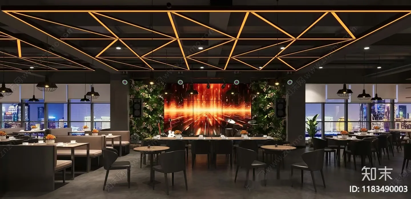 Modern Restaurant Space 3D Model – 14988 – VRAY Render