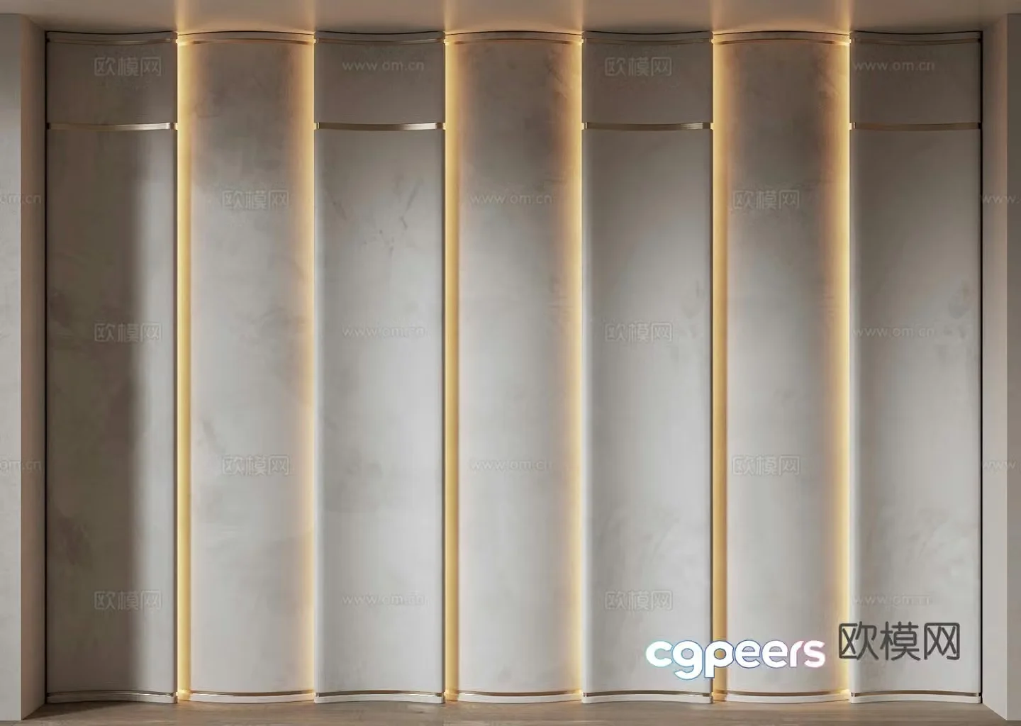 Modern curved hard package background wall decorative background wall 3D model