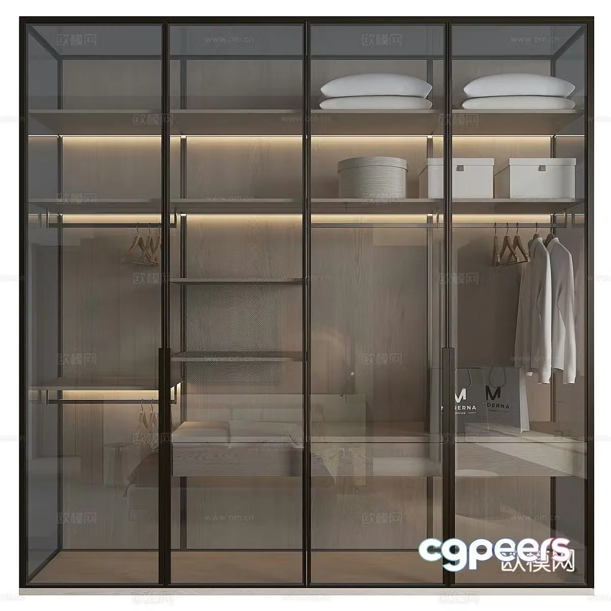 Modern Italian minimalist glass wardrobe 3d model